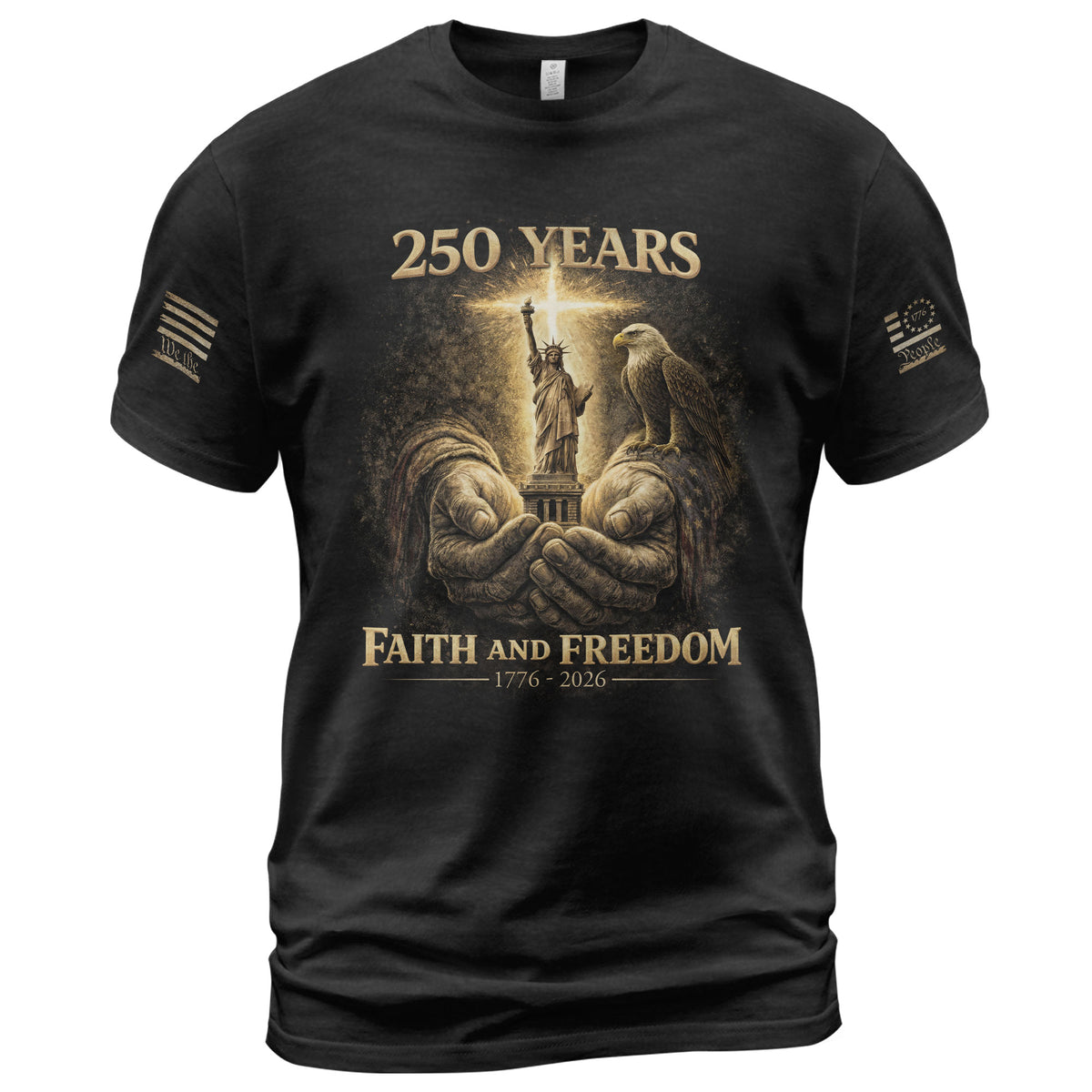America 250th Anniversary T-Shirt 1776-2026 – God’s Hands, Liberty & Eagle Christian Tee - Rust Field Wear