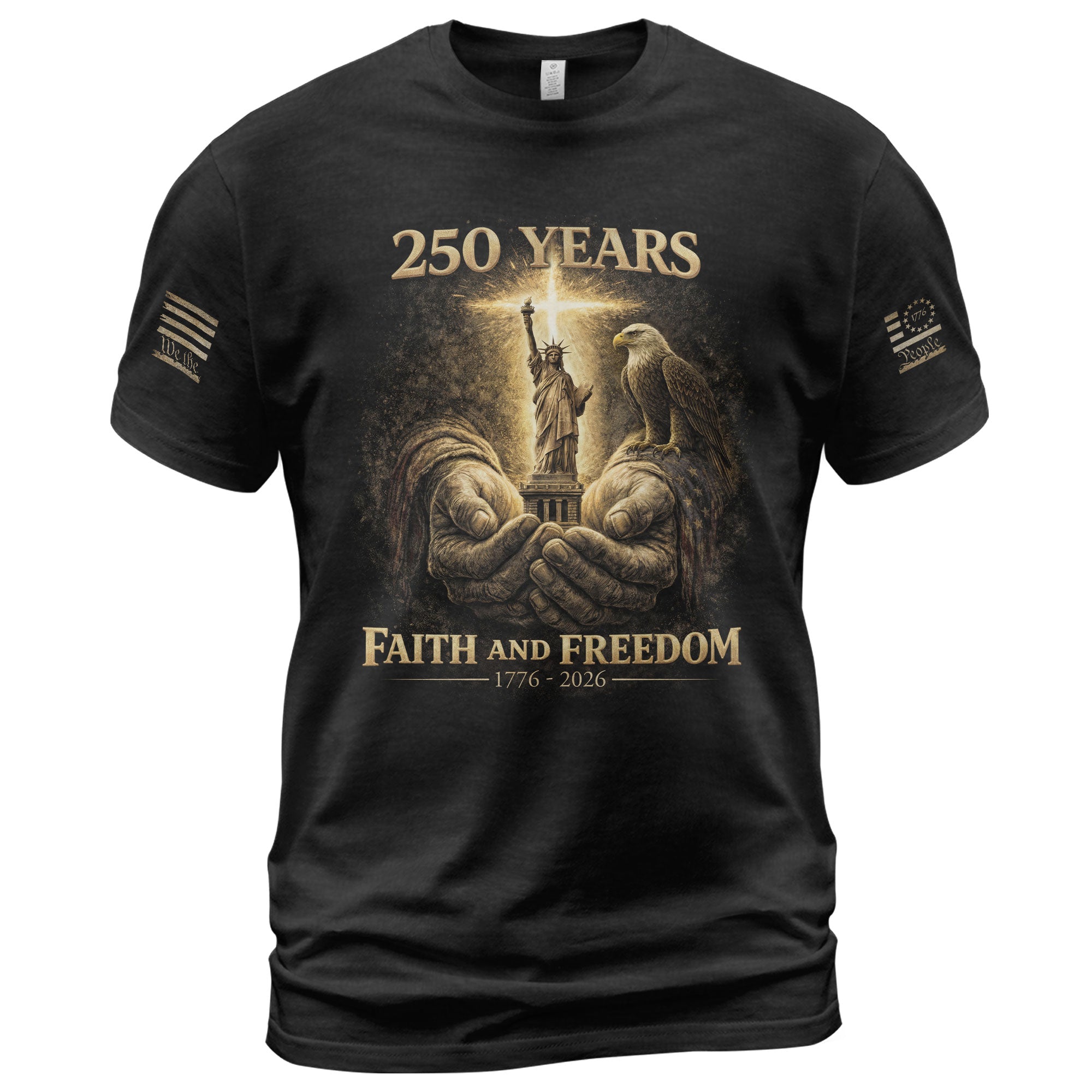 America 250th Anniversary T-Shirt 1776-2026 – God’s Hands, Liberty & Eagle Christian Tee - Rust Field Wear