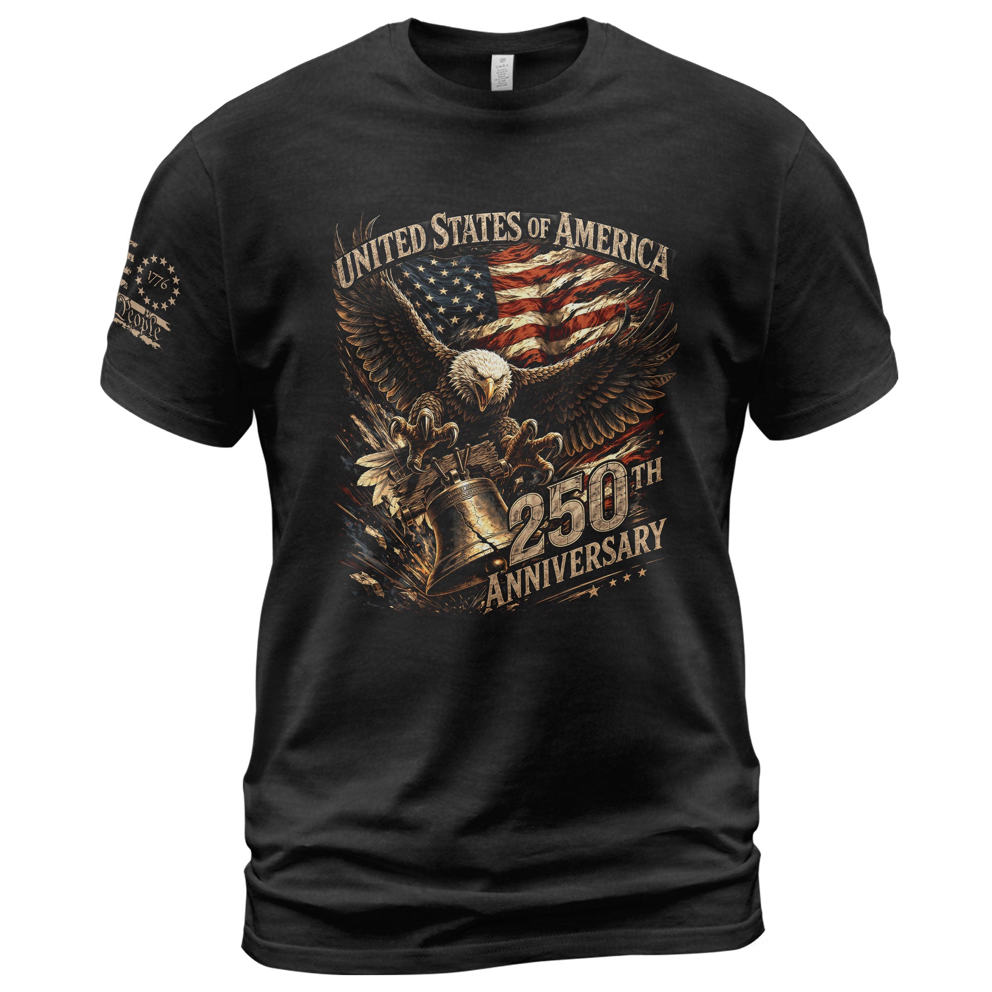 USA Patriotic 250th Anniversary Eagle Liberty Bell T-Shirt - Rust Field Wear