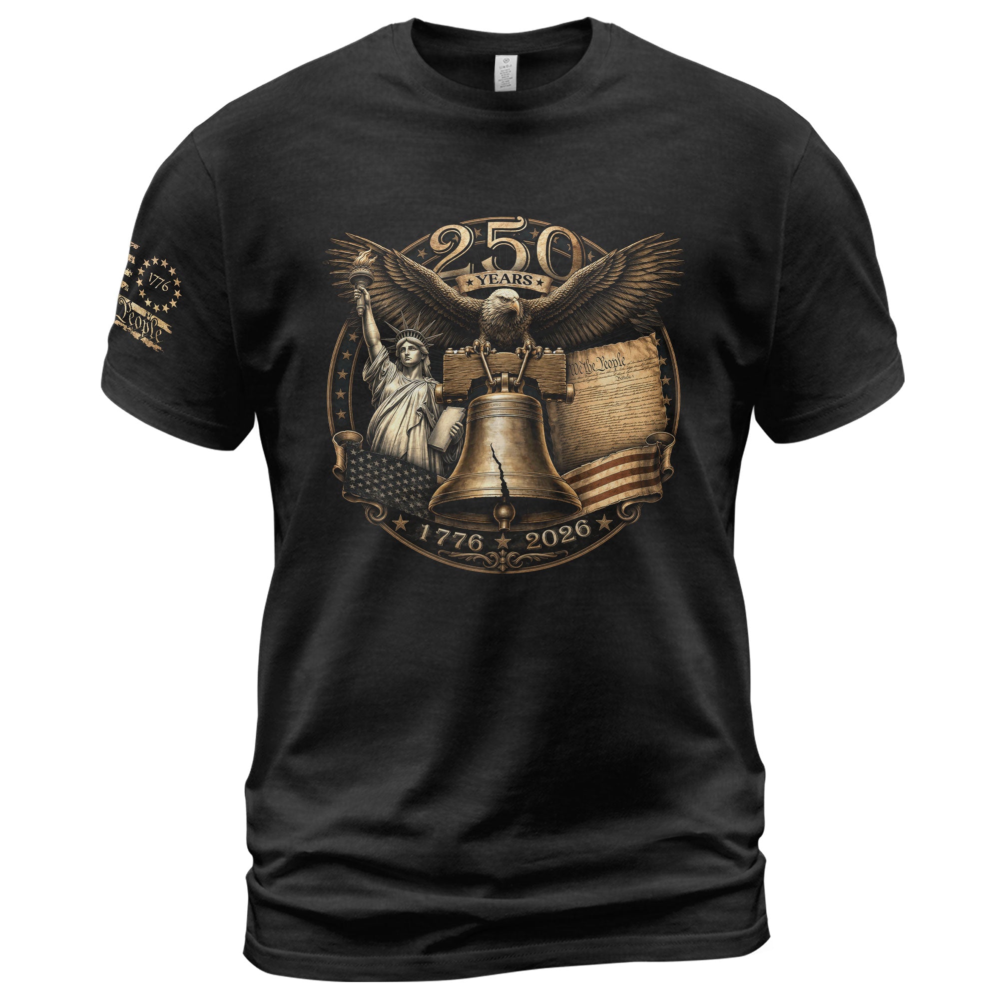 Liberty Bell Statue of Liberty T-Shirt - Patriotic 250 Years Heritage Tee - Rust Field Wear