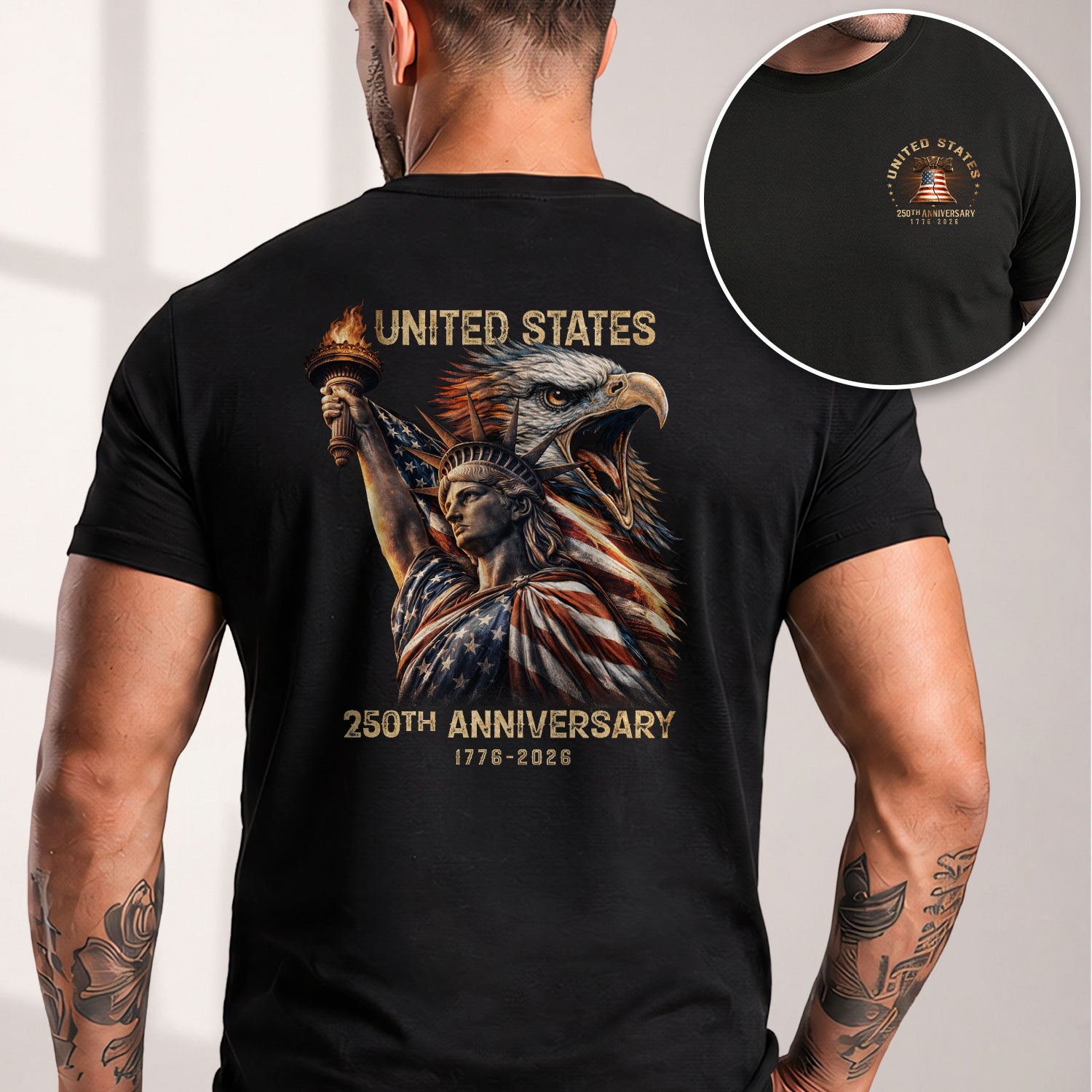 Patriotic 250 Years 1776-2026 T-Shirt - Statue of Liberty United States Anniversary Tee - Rust Field Wear