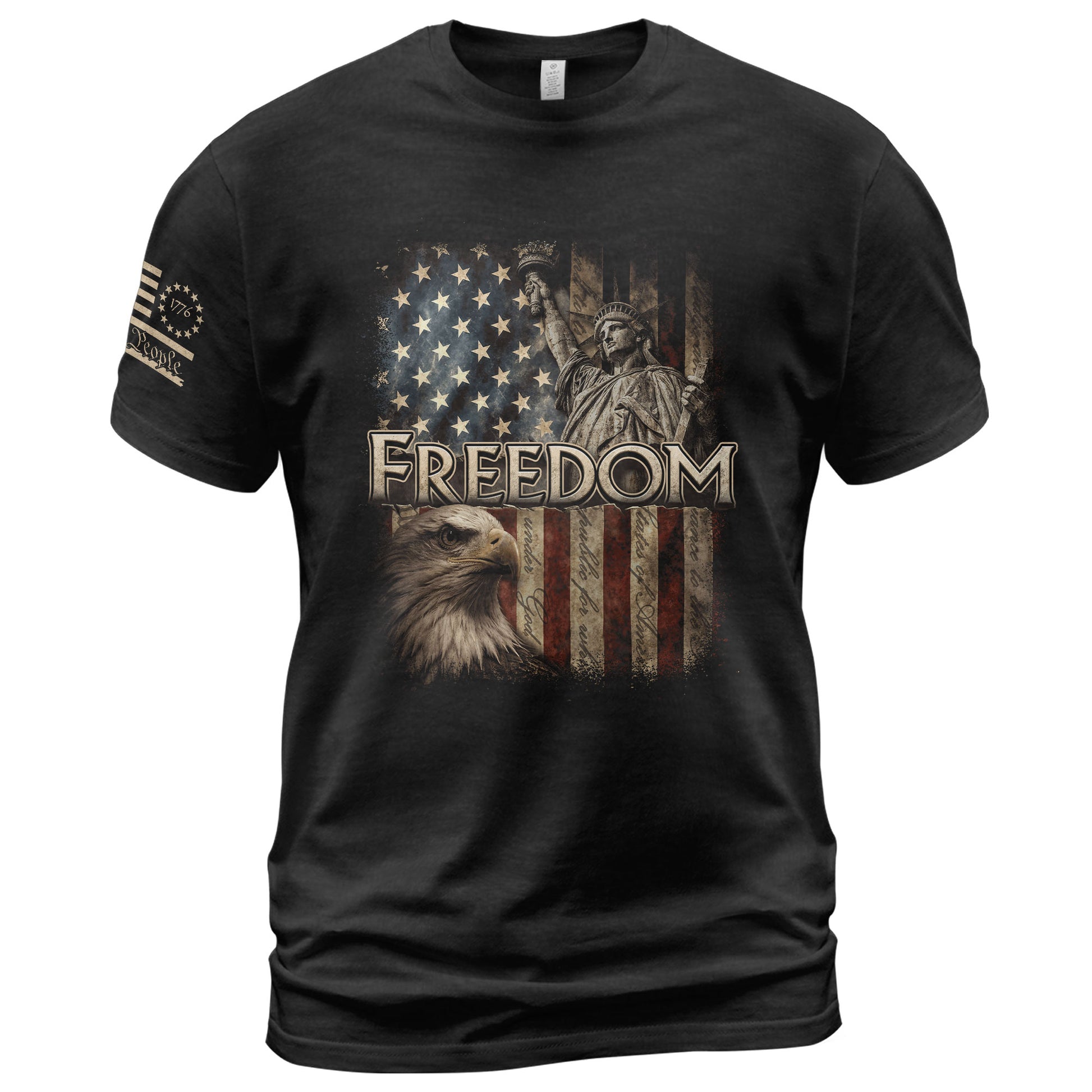 Freedom Statue of Liberty Eagle American Flag Patriotic Pride - Freedom T Shirt, Patriotic Shirts for Men - Rust Field Wear