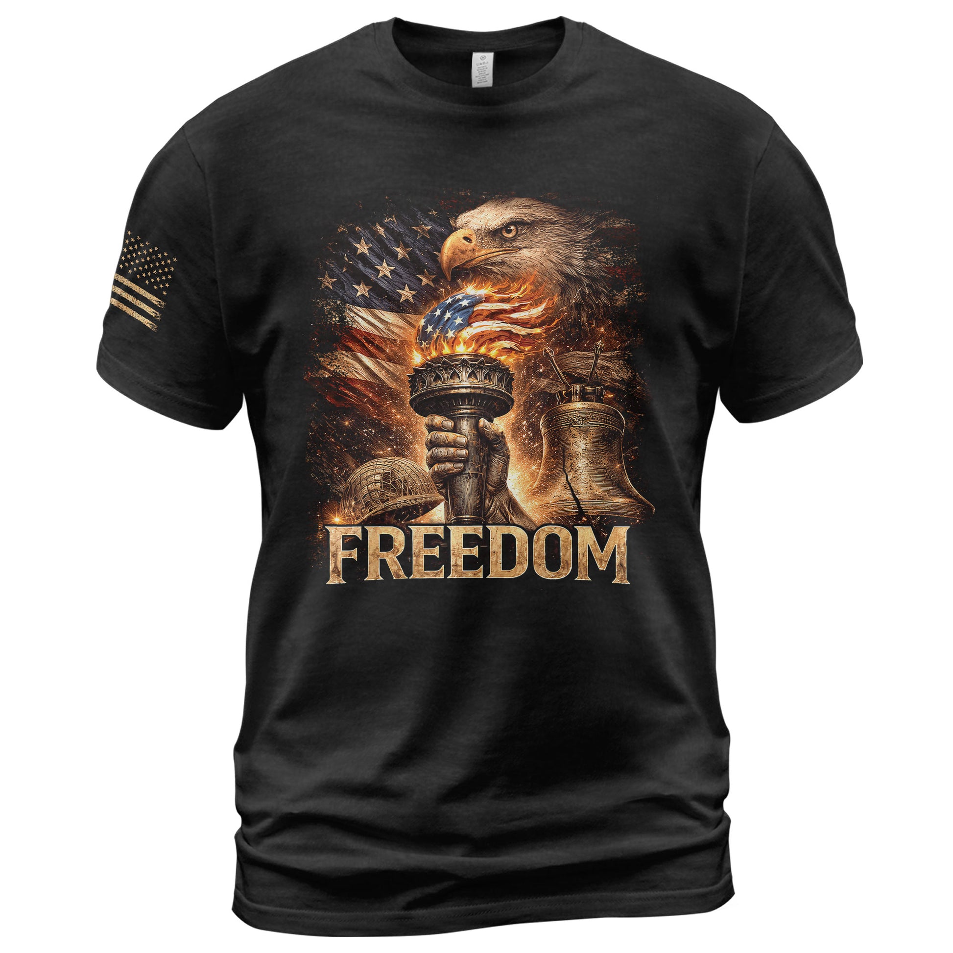 Freedom T Shirt, Freedom Eagle Liberty Torch American Flag Patriotic Vintage - Freedom Shirts for Men - Rust Field Wear