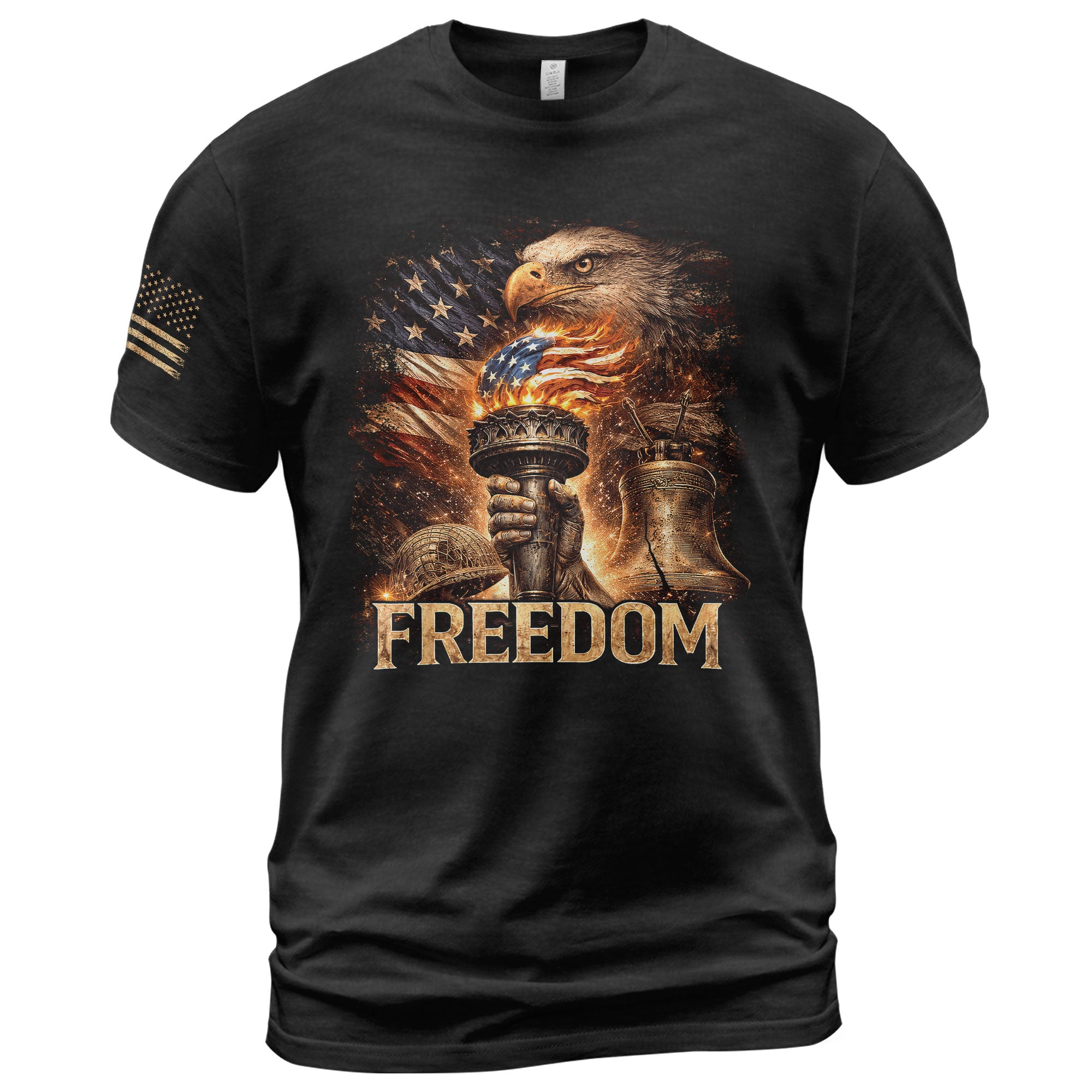 Freedom T Shirt, Freedom Eagle Liberty Torch American Flag Patriotic Vintage - Freedom Shirts for Men - Rust Field Wear