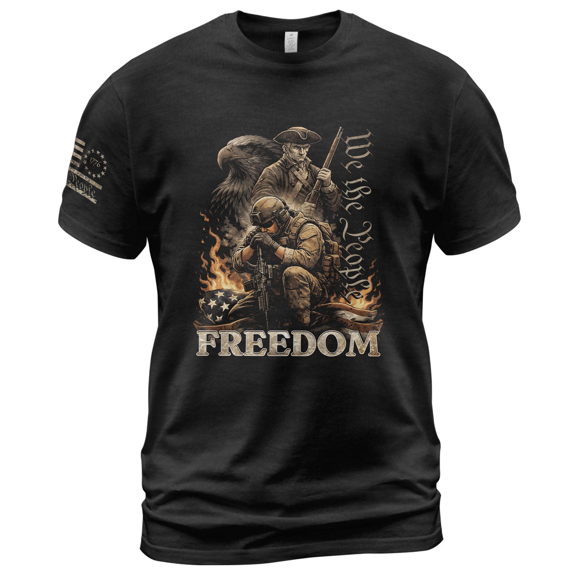 We The People Military Veteran Patriotic Eagle Flag - Freedom Shirts for Men, Patriotic T Shirts - Rust Field Wear