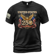 United States 250 Years 1776-2026 T-Shirt - Golden Eagle Patriotic Fireworks Luxury Tee - Rust Field Wear