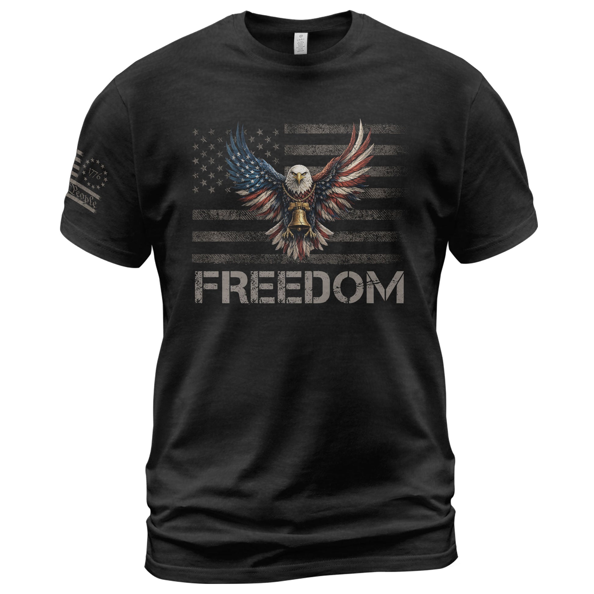 Patriotic T Shirts, Freedom USA Patriotic Eagle Liberty Bell Flag - Freedom Shirts for Men - Rust Field Wear