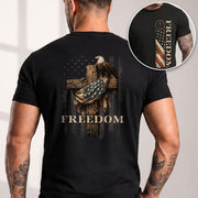 Freedom Shirts for Men, Vintage Freedom Eagle Cross Retro US Flag and Patriotic Wooden Cross - Patriotic T Shirts - Rust Field Wear