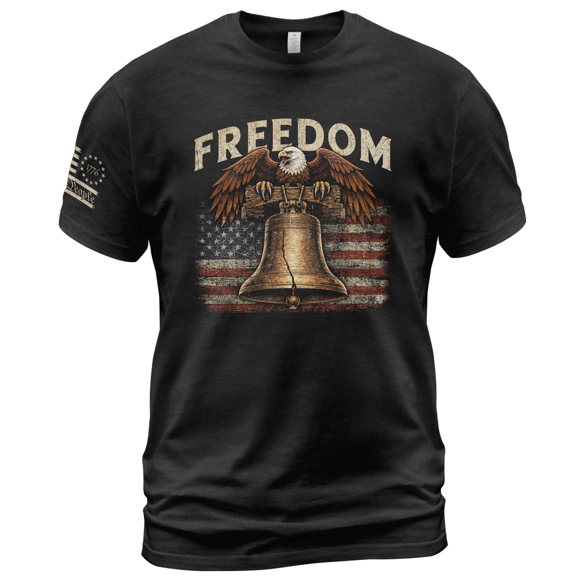Freedom T Shirt, Freedom Liberty Bell Patriotic Eagle and US Flag and American Pride - Freedom Shirts for Men - Rust Field Wear