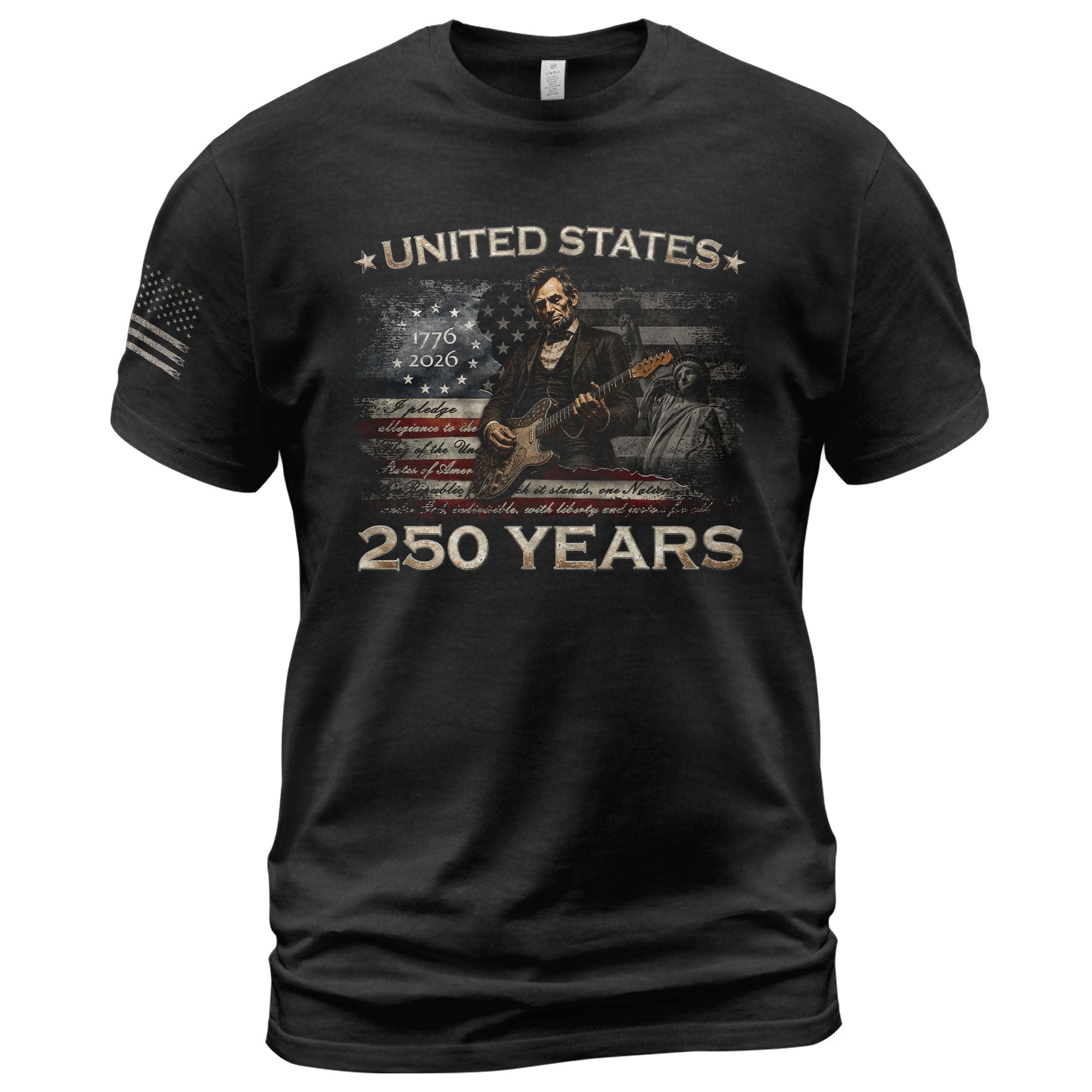 1776 2026 Shirt Vintage Abraham Lincoln Playing Guitar US Flag Patriotic 250 Years Tee - Rust Field Wear