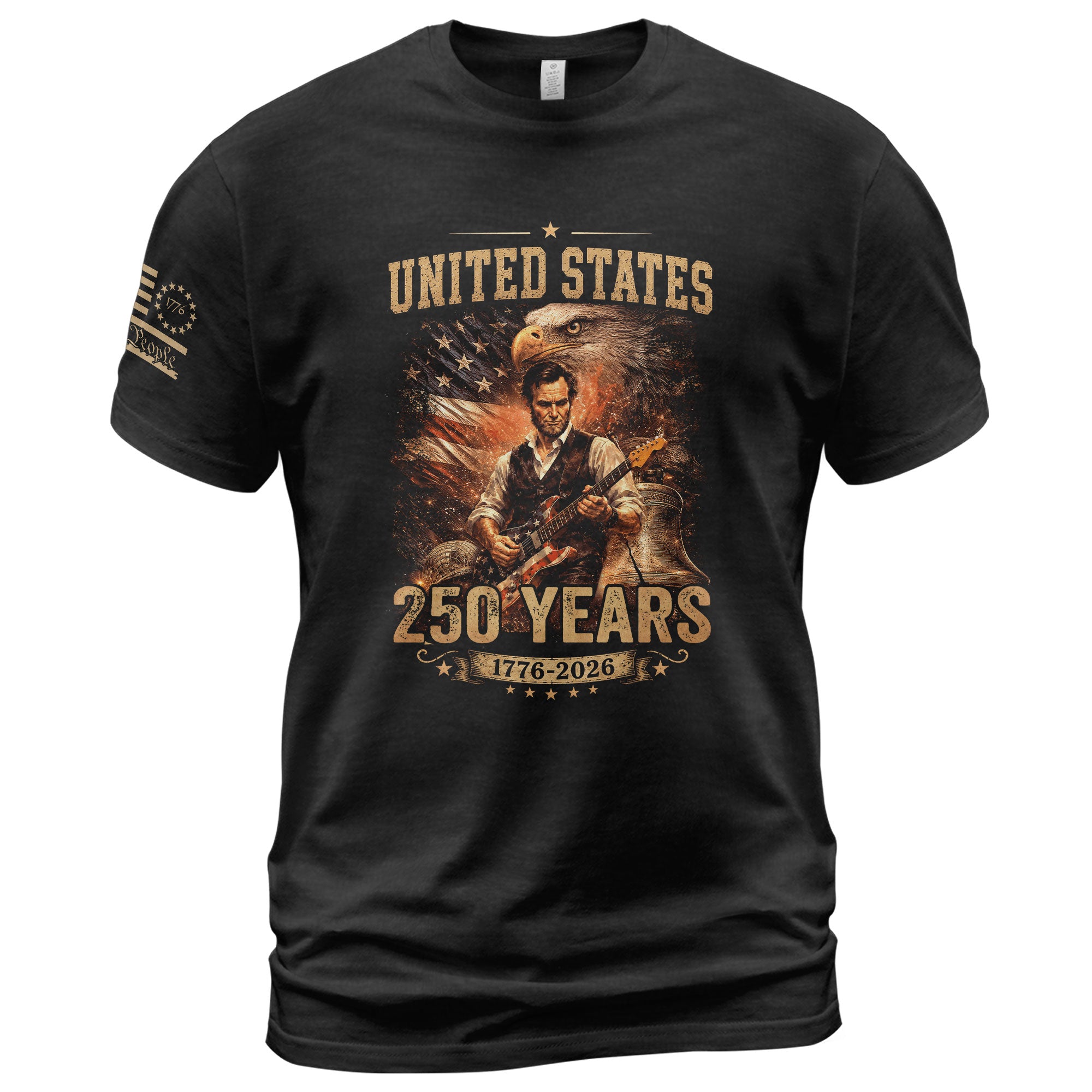 Bald Eagle Liberty Bell Lincoln Guitar Shirt Vintage 1776 2026 Patriotic US Flag Tee - Rust Field Wear