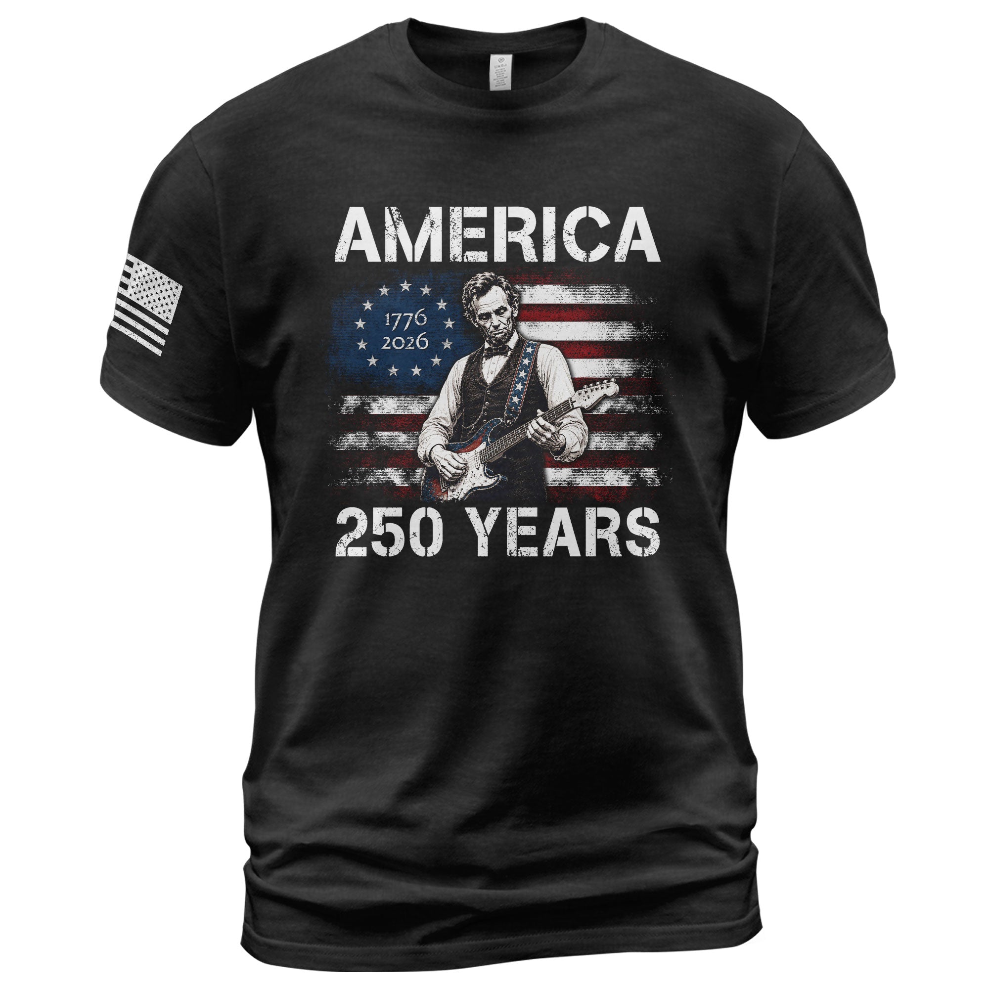 Vintage 1776 2026 Shirt Abraham Lincoln Playing Guitar US Flag Patriotic - Rust Field Wear