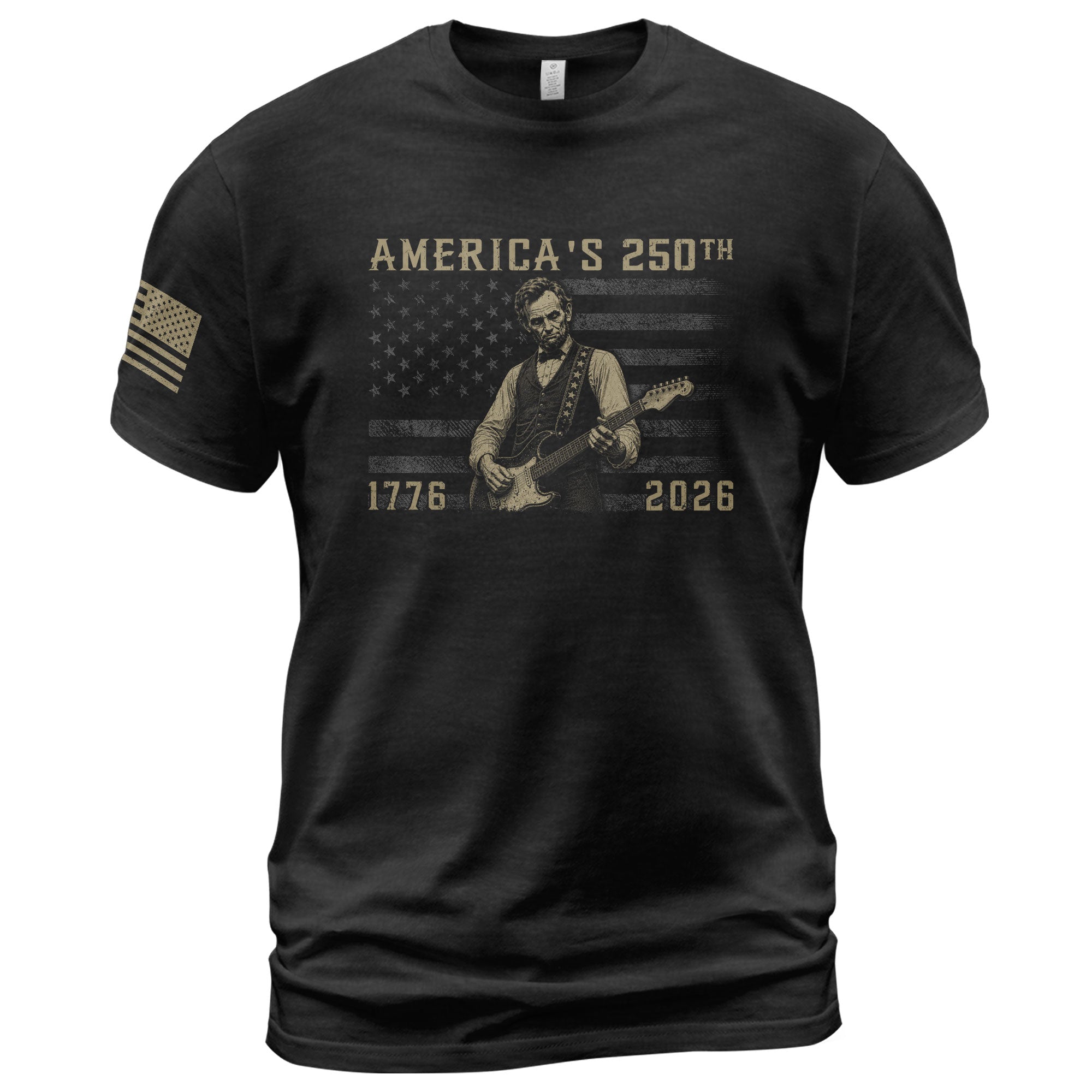 America’s 250th Anniversary Patriotic US Flag Shirt Vintage Abraham Lincoln Guitar Tee - Rust Field Wear