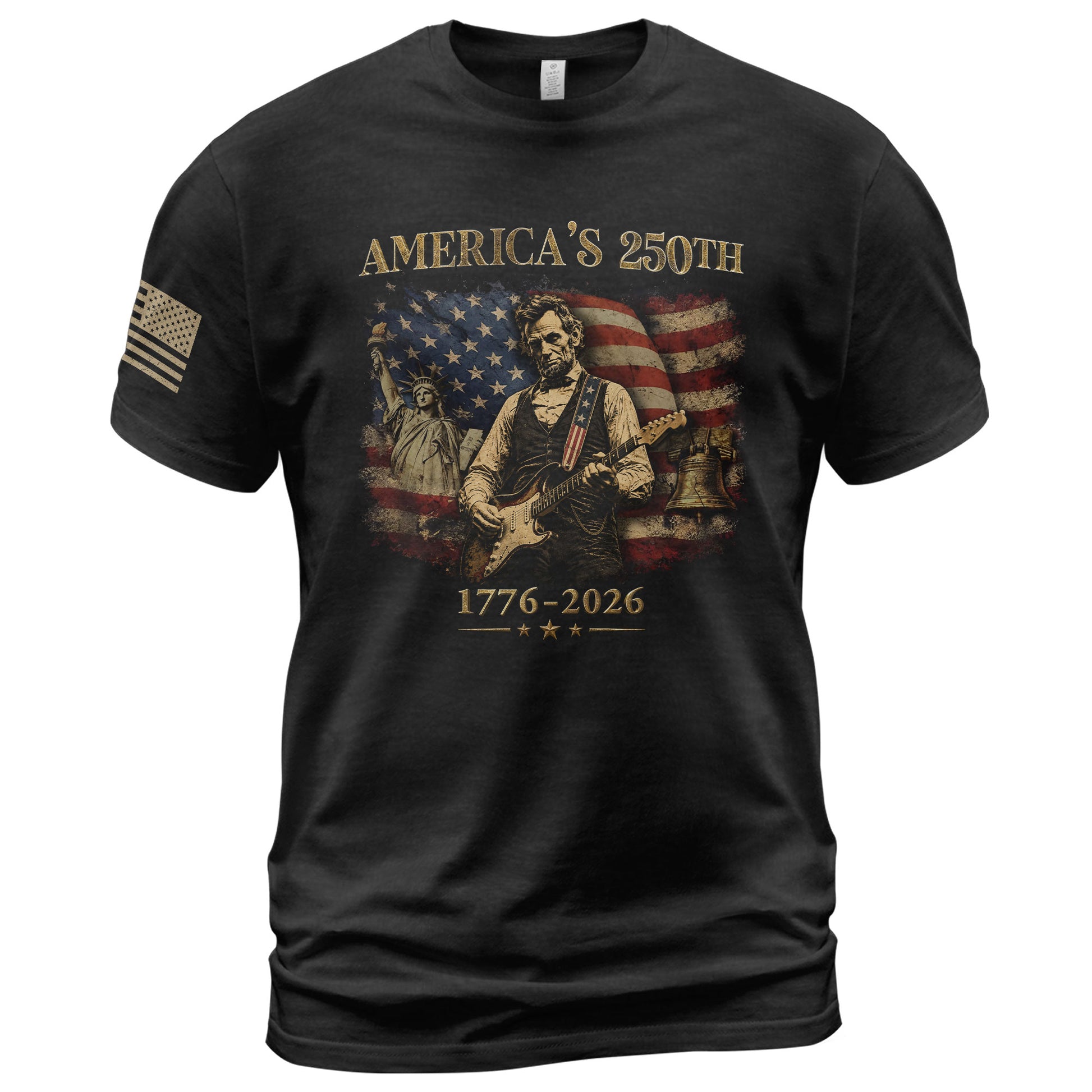 Liberty Bell Statue of Liberty Lincoln Guitar Shirt US Flag Patriotic 1776 2026 Tee - Rust Field Wear
