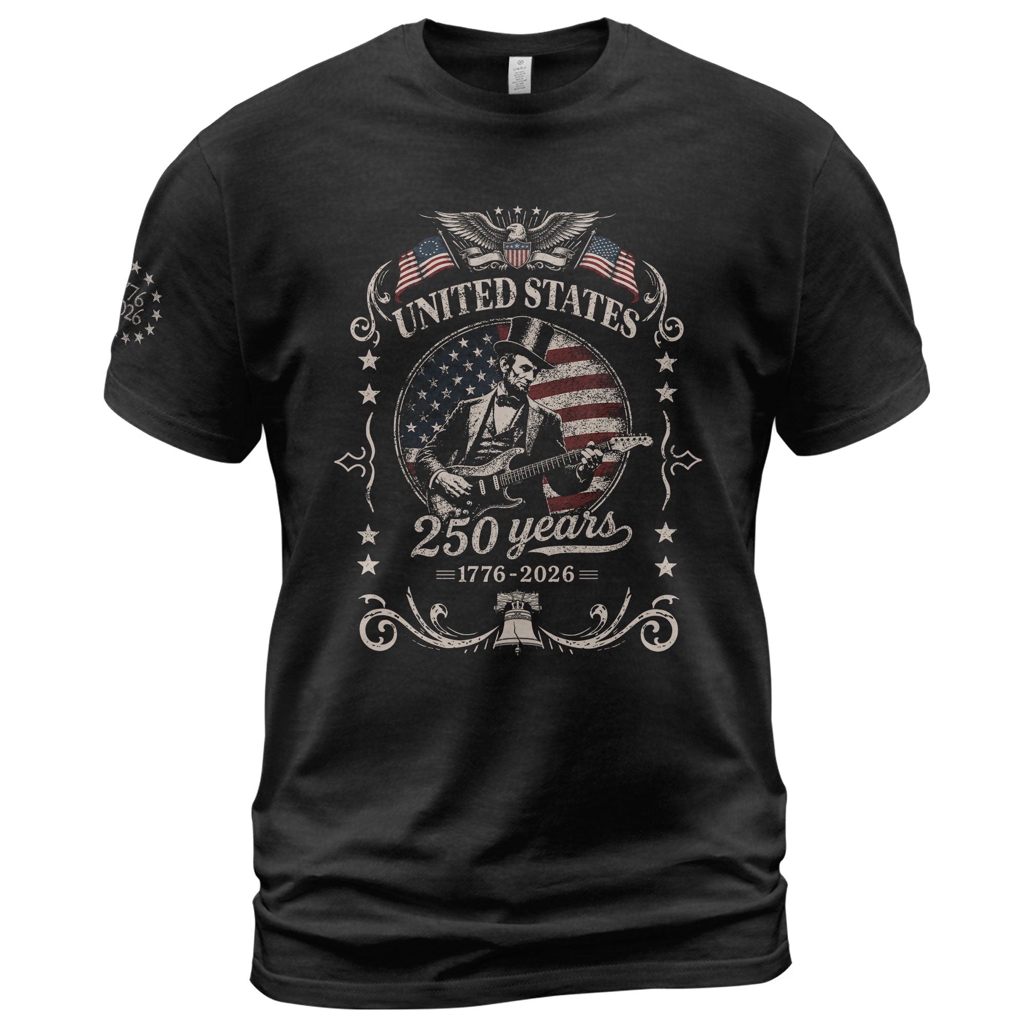 American Eagle Liberty Bell Lincoln Guitar Shirt Vintage 1776 2026 Patriotic Us Flag - Rust Field Wear