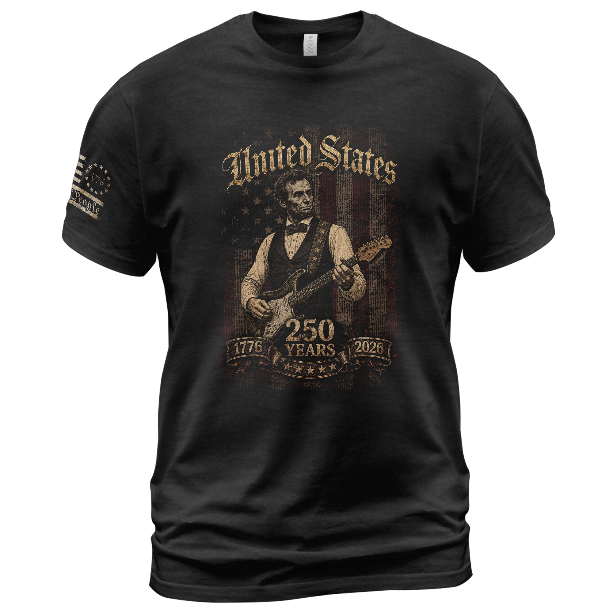 Lincoln Guitar Shirt Vintage 1776 2026 US Flag Patriotic Grunge Men Tee - Rust Field Wear