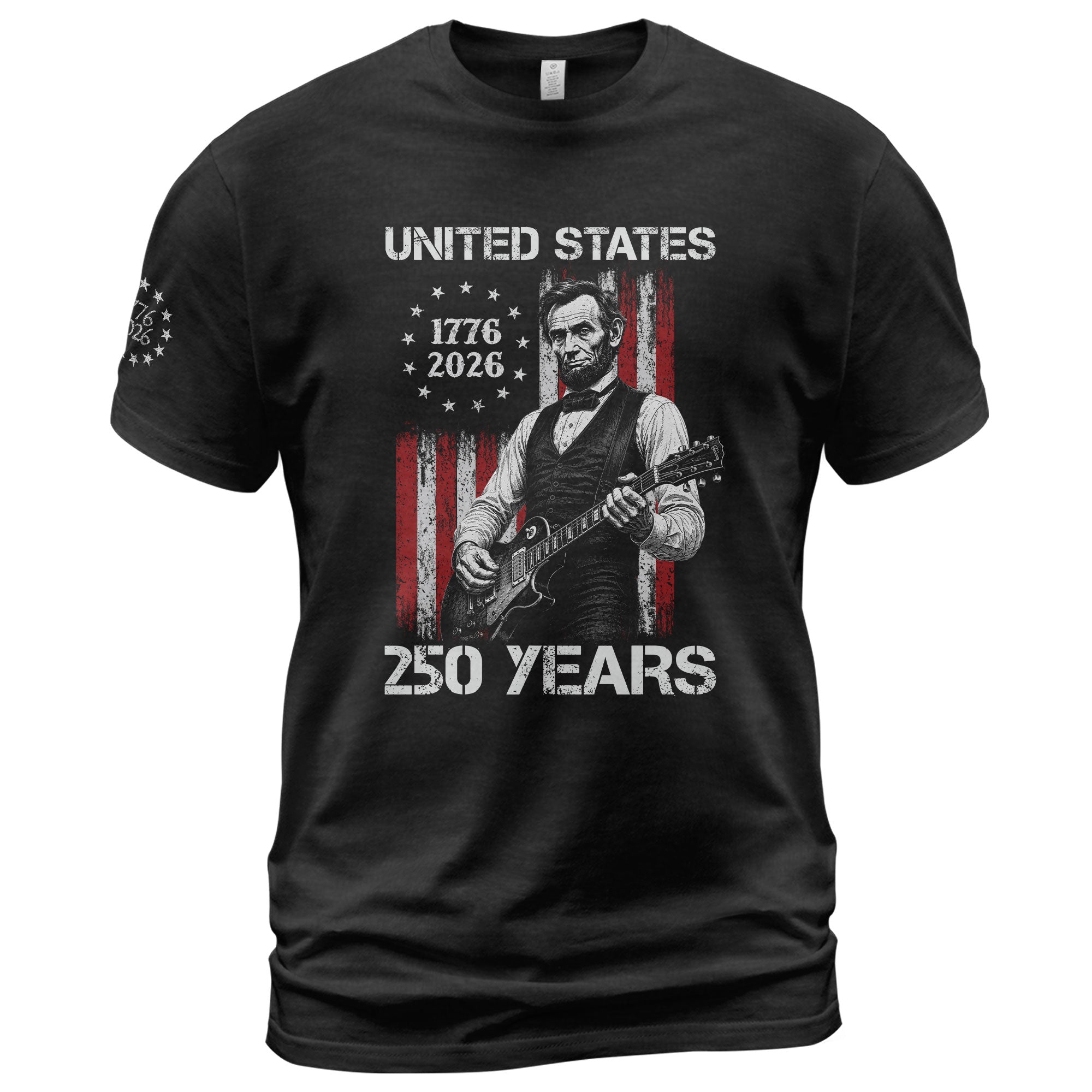 Betsy Ross Flag Lincoln Guitar Shirt Vintage 1776 2026 Patriotic US Flag 250 Years Tee - Rust Field Wear