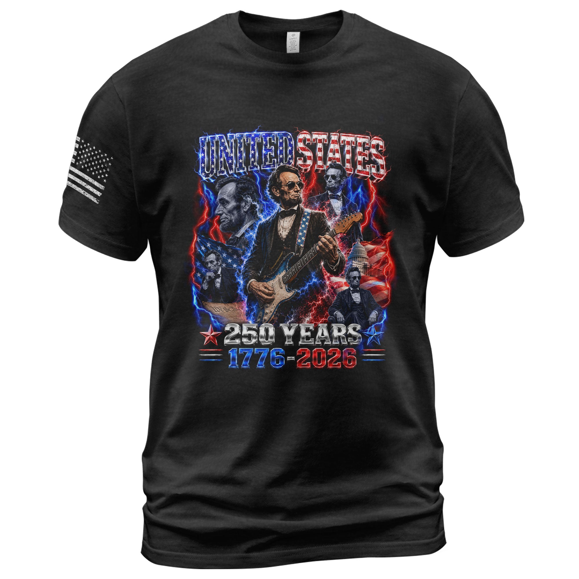 Abraham Lincoln Guitar Shirt Patriotic 1776 2026 American Pride Tee - Rust Field Wear