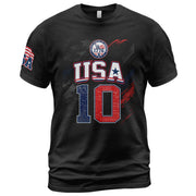 USA 1776 Sport Graphic Tee Patriotic Number 10 Map Design Casual Short Sleeve Shirt - Rust Field Wear