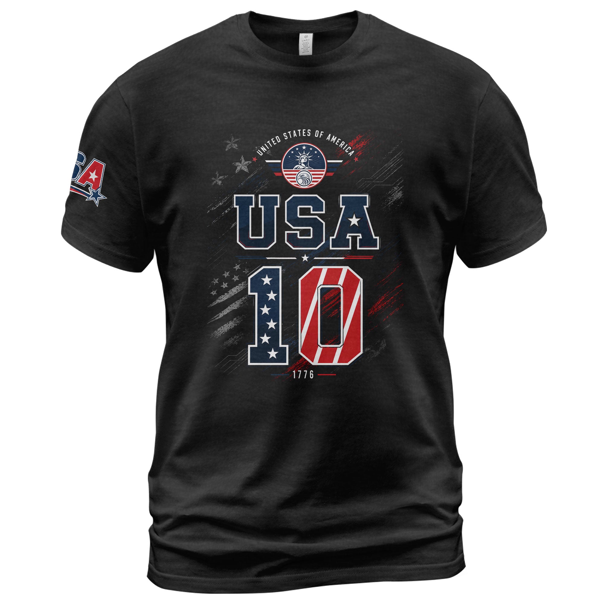 USA 1776 Sport Shirt Patriotic Number 10 Design American Heritage Graphic Tee Top - Rust Field Wear