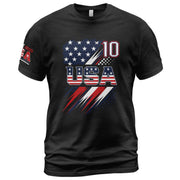 USA Number 10 Sport Tee Patriotic Stars And Stripes Graphic Mens Casual Fashion Shirt - Rust Field Wear