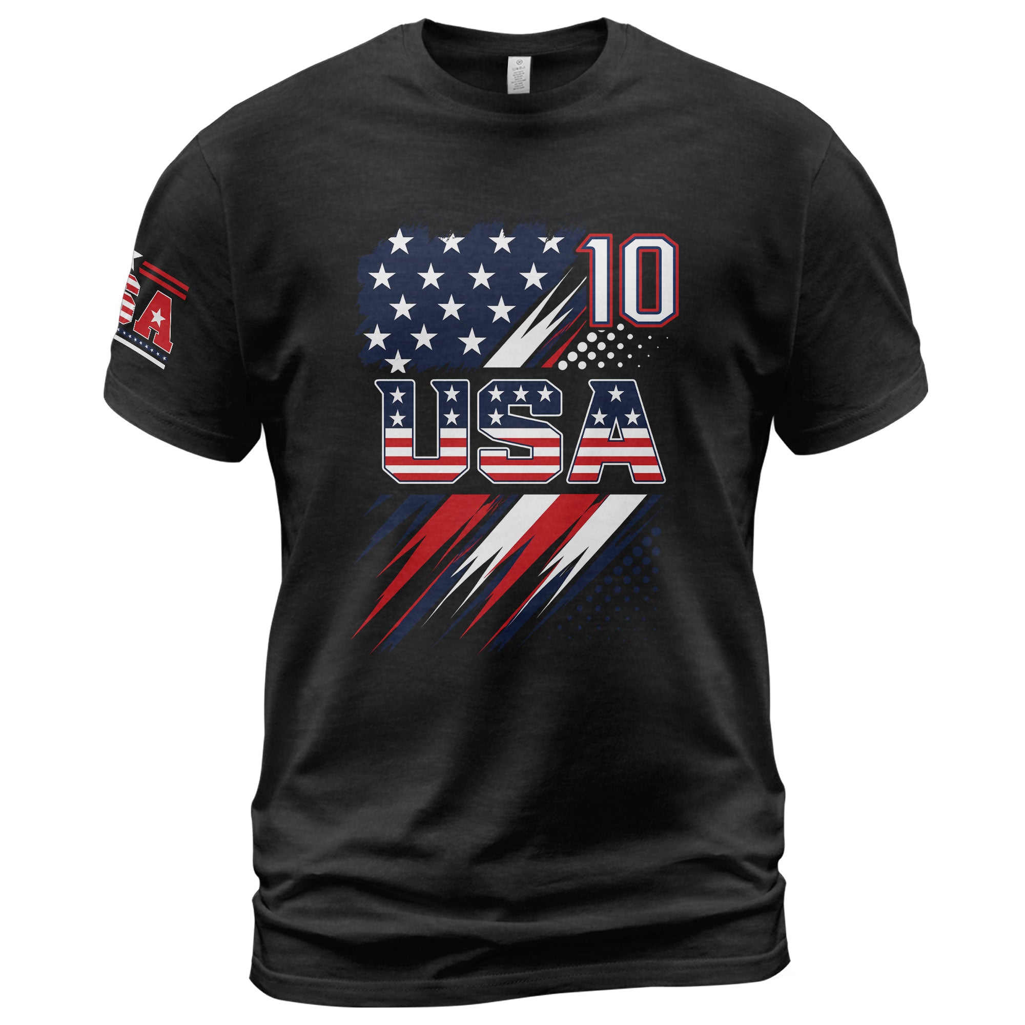 USA Number 10 Sport Tee Patriotic Stars And Stripes Graphic Mens Casual Fashion Shirt - Rust Field Wear