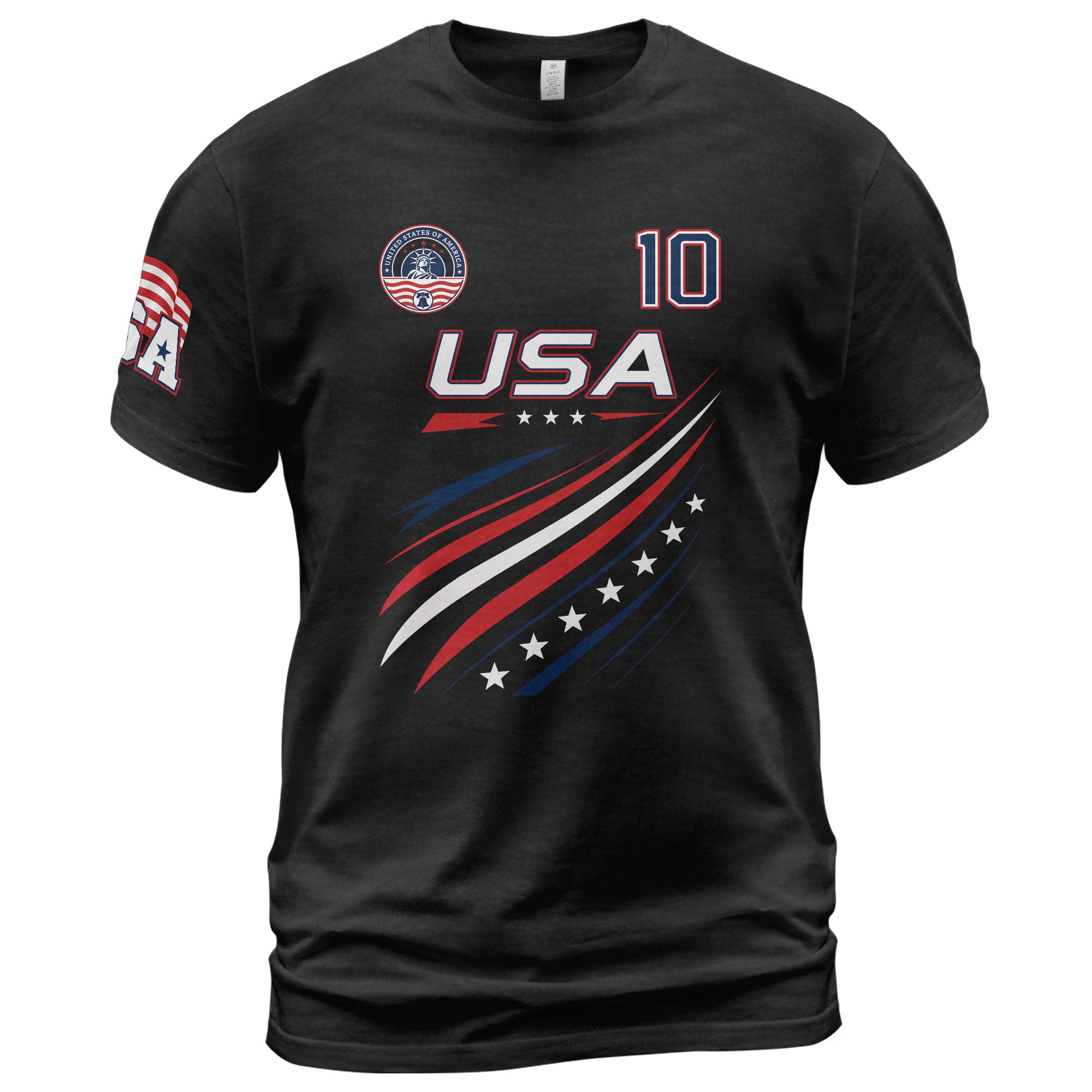 Patriotic USA Sport Graphic T Shirt Number 10 Flag Inspired Casual Mens Fashion - Rust Field Wear