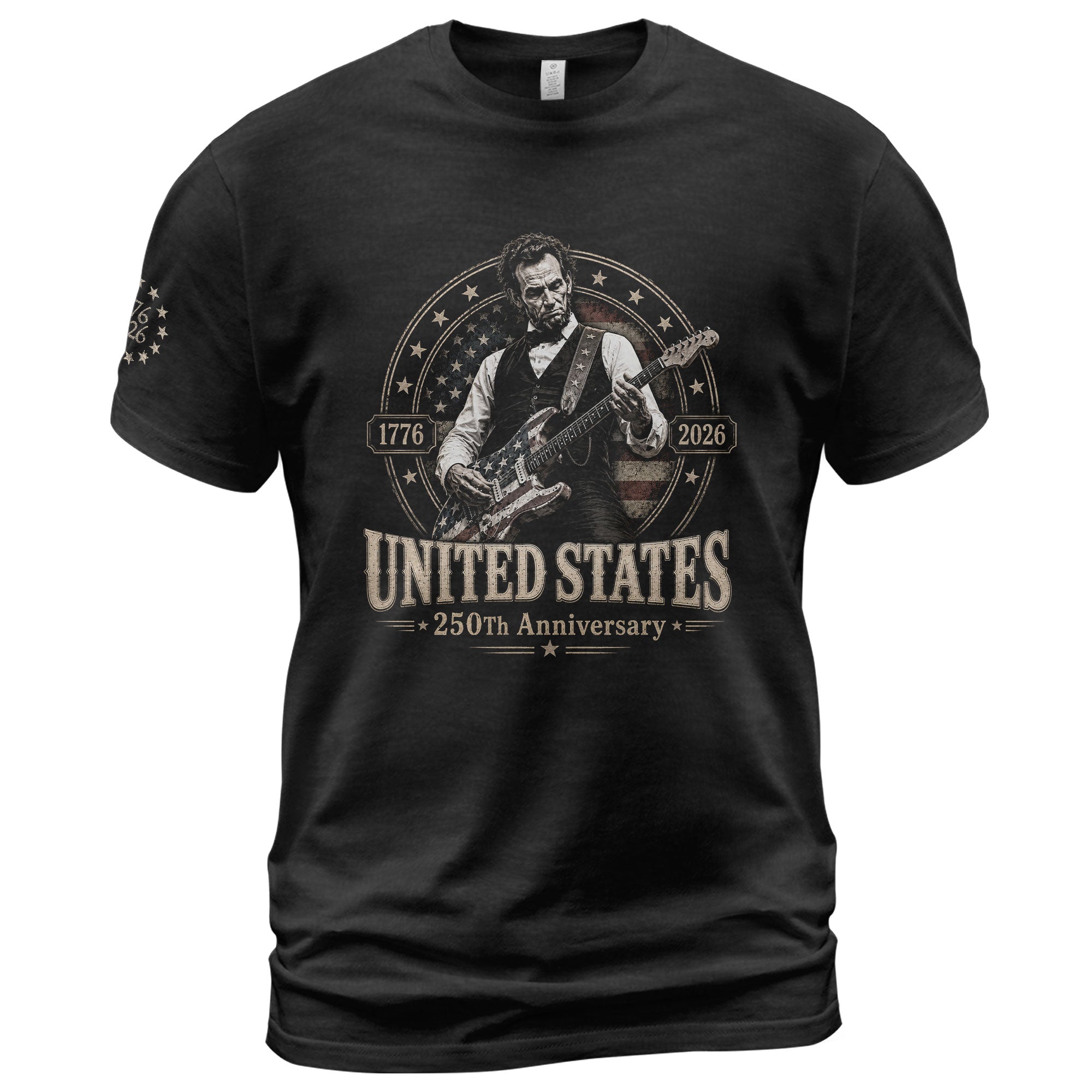 Mens T Shirt Patriotic 250 Years 1776-2026 Abraham Lincoln Star Badge Graphic Tee - Rust Field Wear