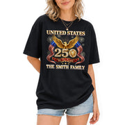 Golden Eagle Holiday Graphic Tee Customized Custom Family Name United States Group Shirts - Rust Field Wear