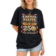 Eagle Crown Holiday Graphic Tee Customized Custom Family Name United States Shirts - Rust Field Wear