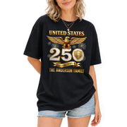 Majestic Eagle Fireworks Holiday Graphic Tee Customized Custom Family Name United States Shirts - Rust Field Wear