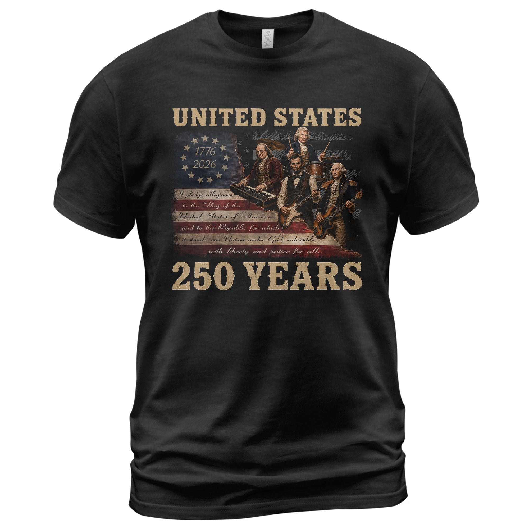 Founding Fathers Presidents Rock Band T-Shirt 250 Years Vintage 1776-2026 Apparel - Rust Field Wear