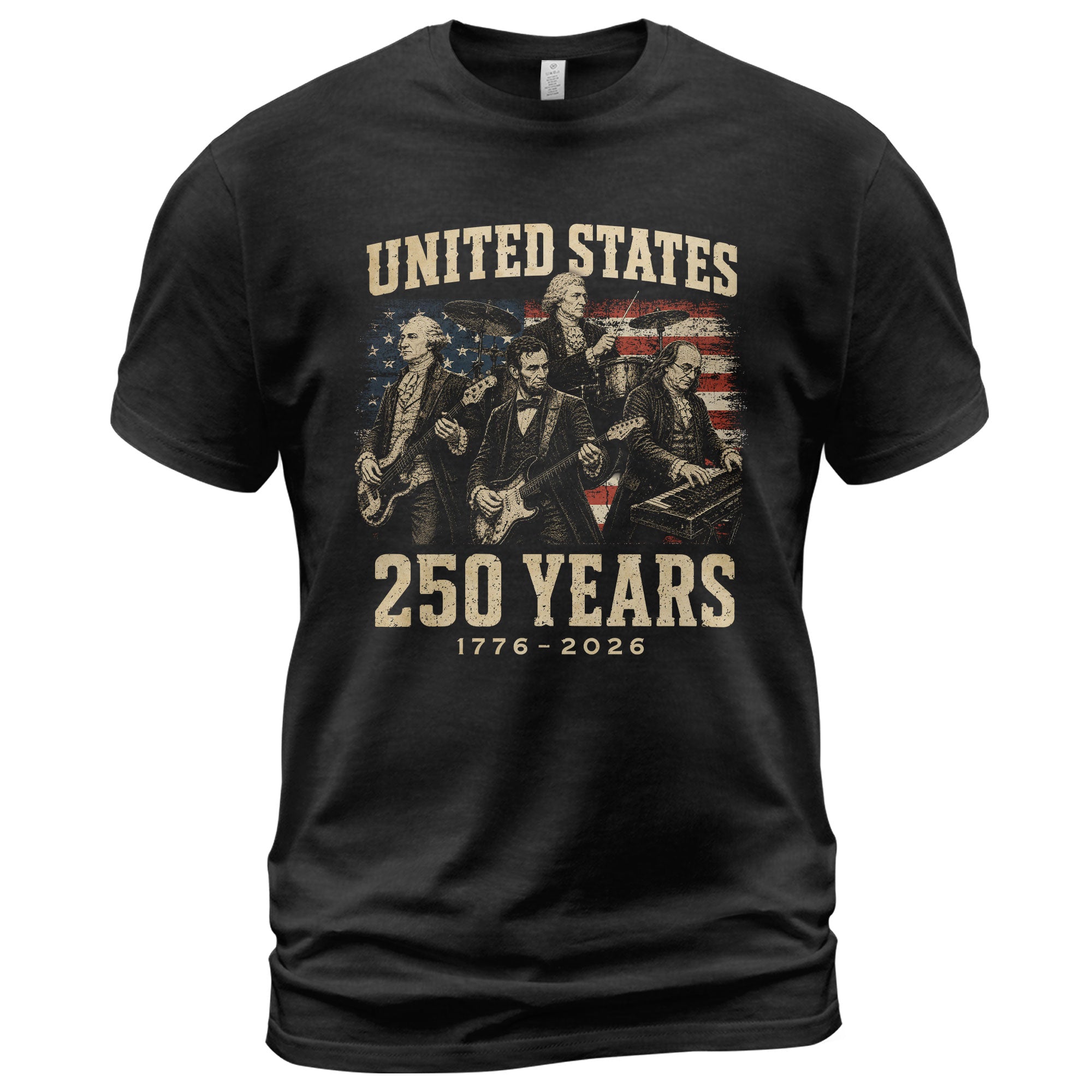 Founding Fathers Presidents Rock Band T-Shirt 250 Years Vintage 1776-2026 Patriotic - Rust Field Wear