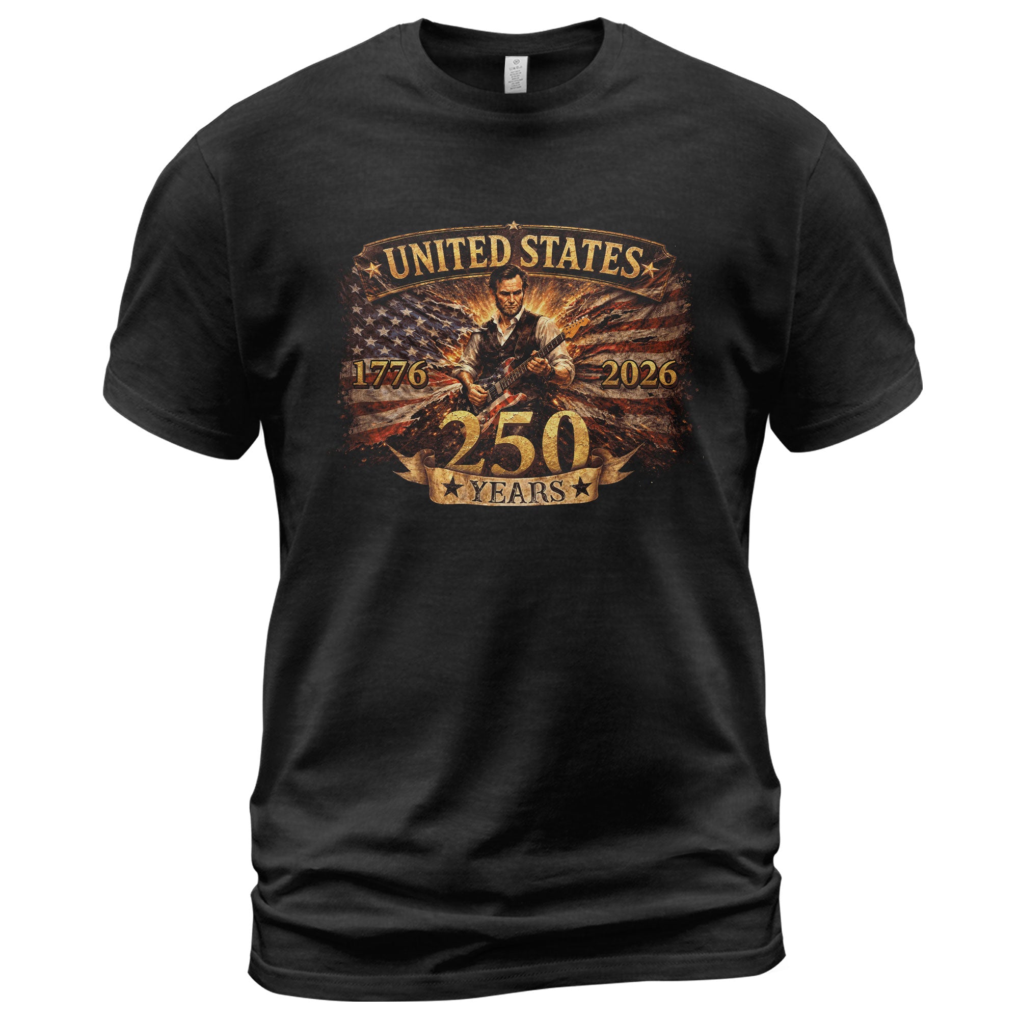 250 Years Anniversary Lincoln America T Shirt Patriotic 1776 2026 Graphic Unisex Tee - Rust Field Wear