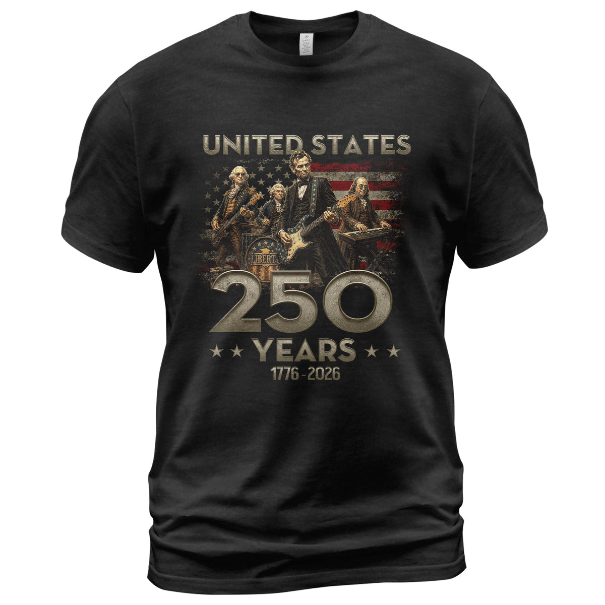 1776-2026 Presidents Band Graphic T Shirt - Lincoln Patriotic Unisex Summer Tee - Rust Field Wear