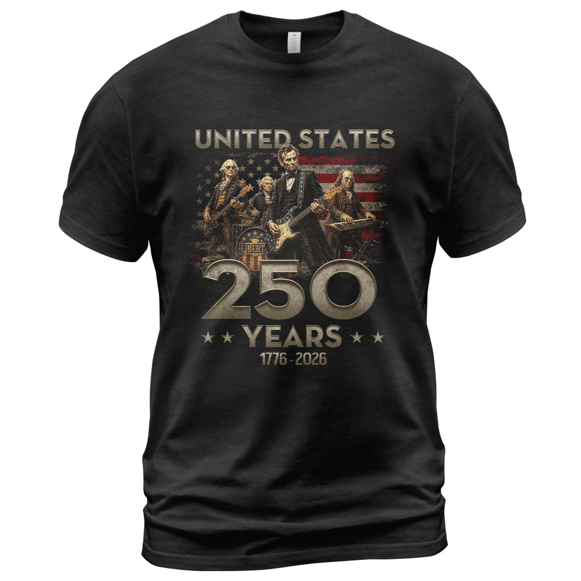 1776-2026 Presidents Band Graphic T Shirt - Lincoln Patriotic Unisex Summer Tee - Rust Field Wear