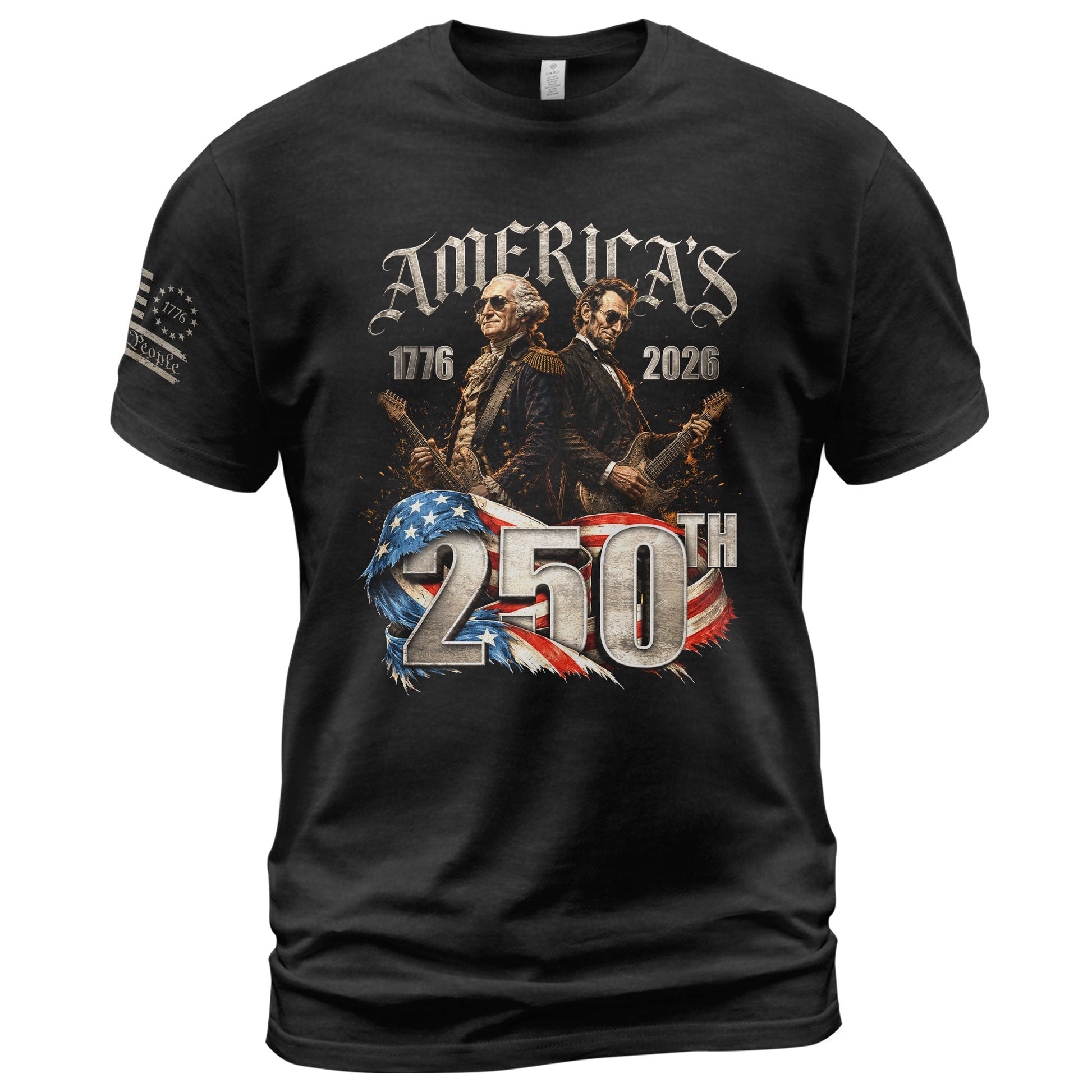 Washington Lincoln Guitar T-Shirt 1776-2026 Historical Patriotic Graphic Tee Anniversary Gift - Rust Field Wear