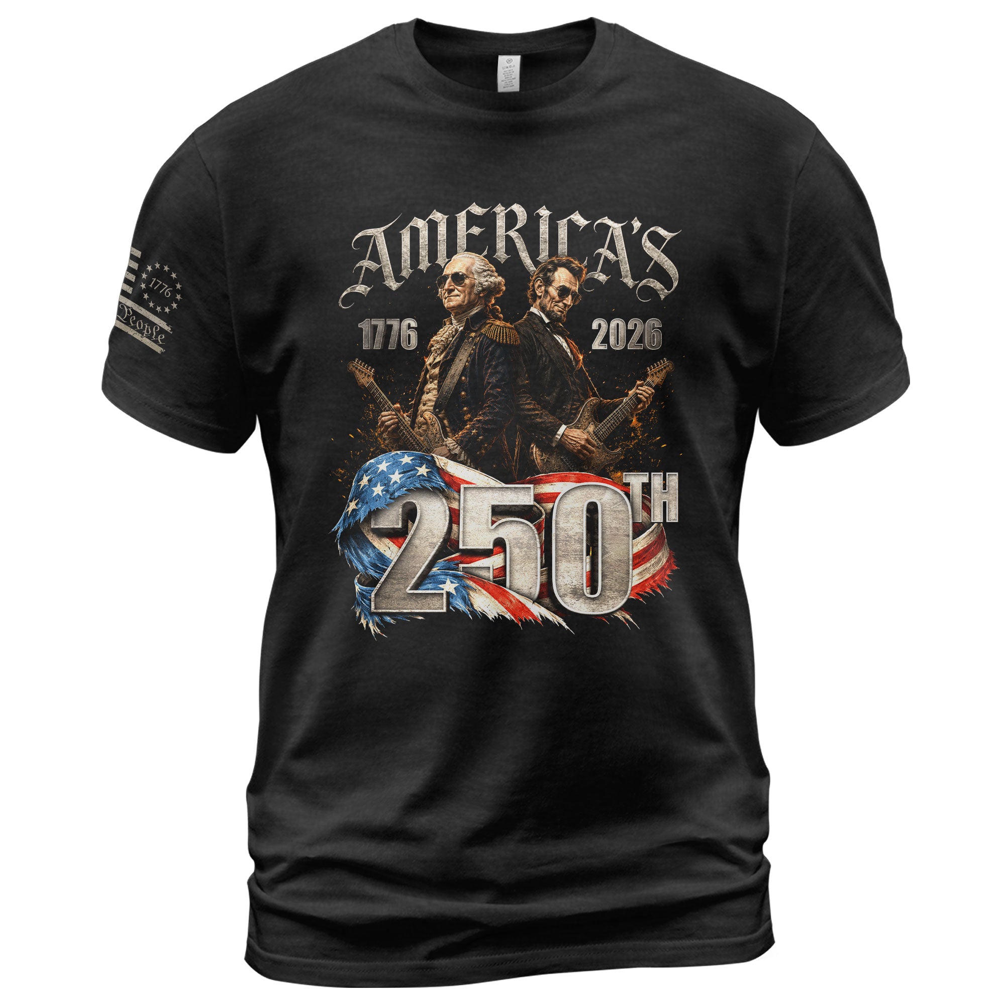 Washington Lincoln Guitar T-Shirt 1776-2026 Historical Patriotic Graphic Tee Anniversary Gift - Rust Field Wear