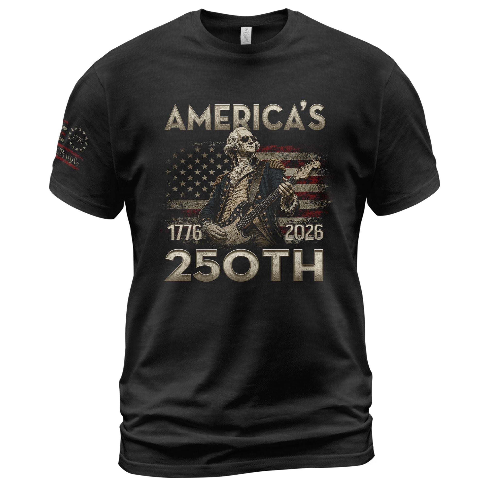 Patriotic George Washington Guitar Shirt 1776-2026 Historical Graphic Tee Anniversary Apparel - Rust Field Wear