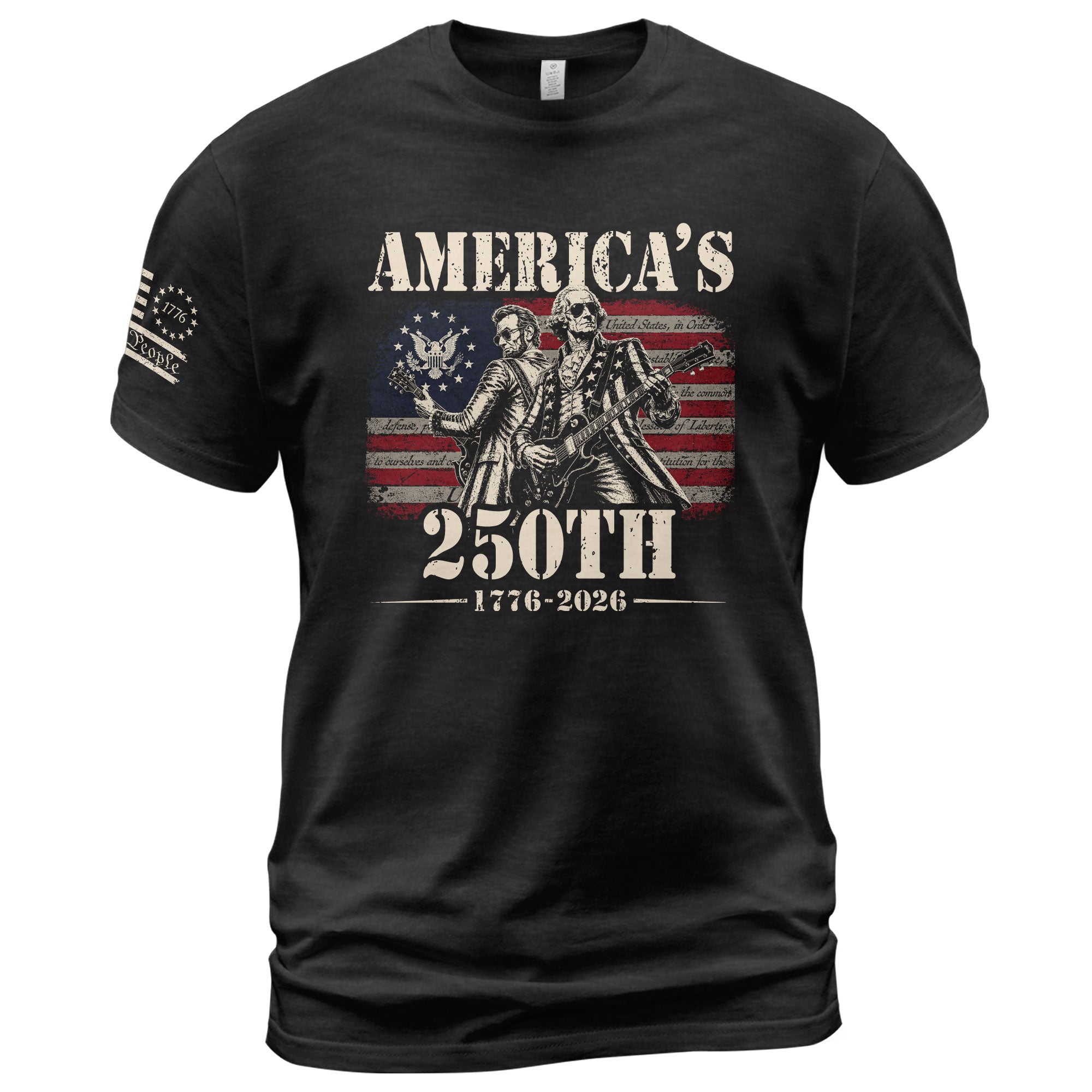Historical Figures Guitar Hero Shirt 1776-2026 Patriotic Graphic Tee Anniversary Outfit - Rust Field Wear
