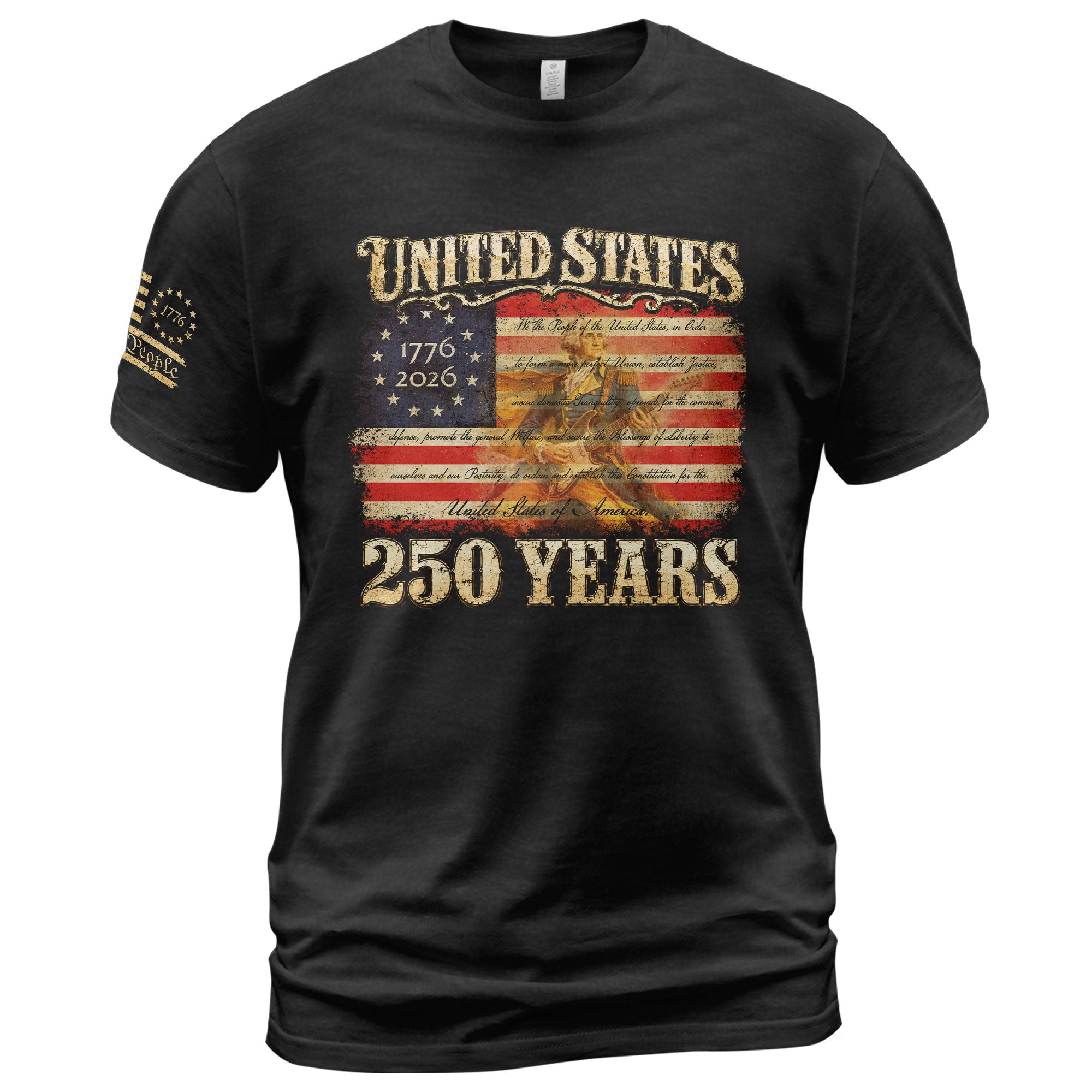 Constitution George Washington Guitar Shirt 1776-2026 Patriotic Graphic Tee Anniversary - Rust Field Wear