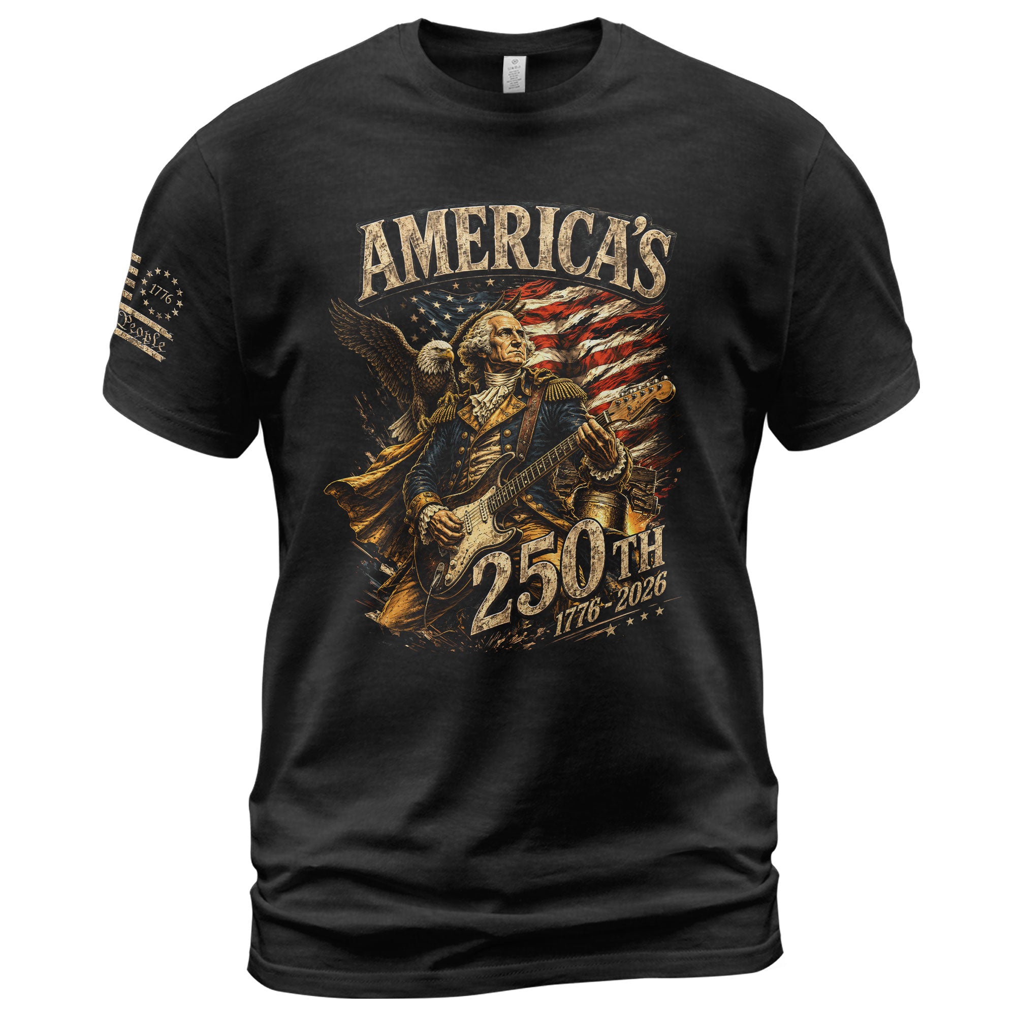 Eagle George Washington Guitar Shirt 1776-2026 Patriotic Graphic Tee Anniversary Gift - Rust Field Wear