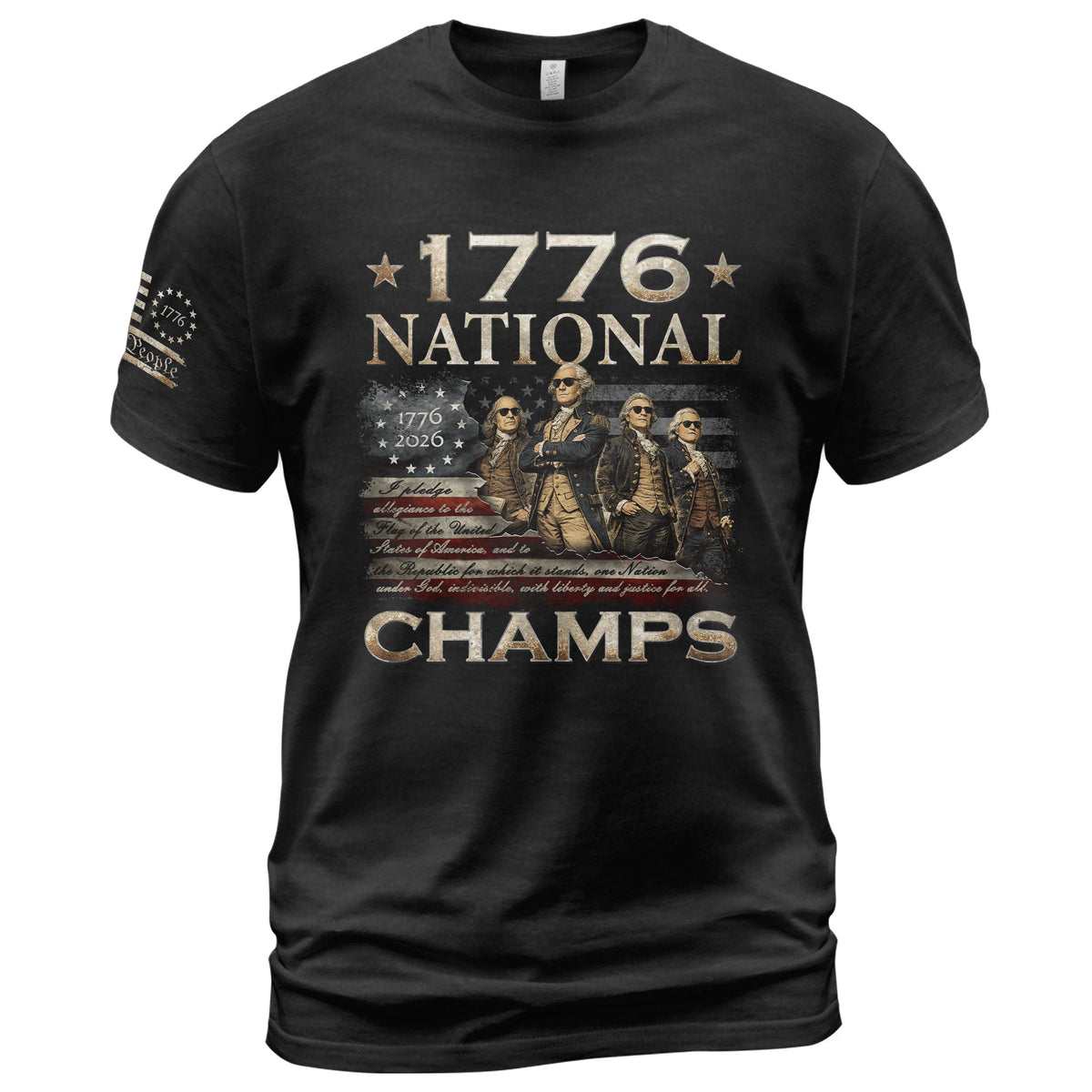 1776 National Champs T-Shirt Patriotic US Founding Fathers Fourth of July Graphic Tee - Rust Field Wear