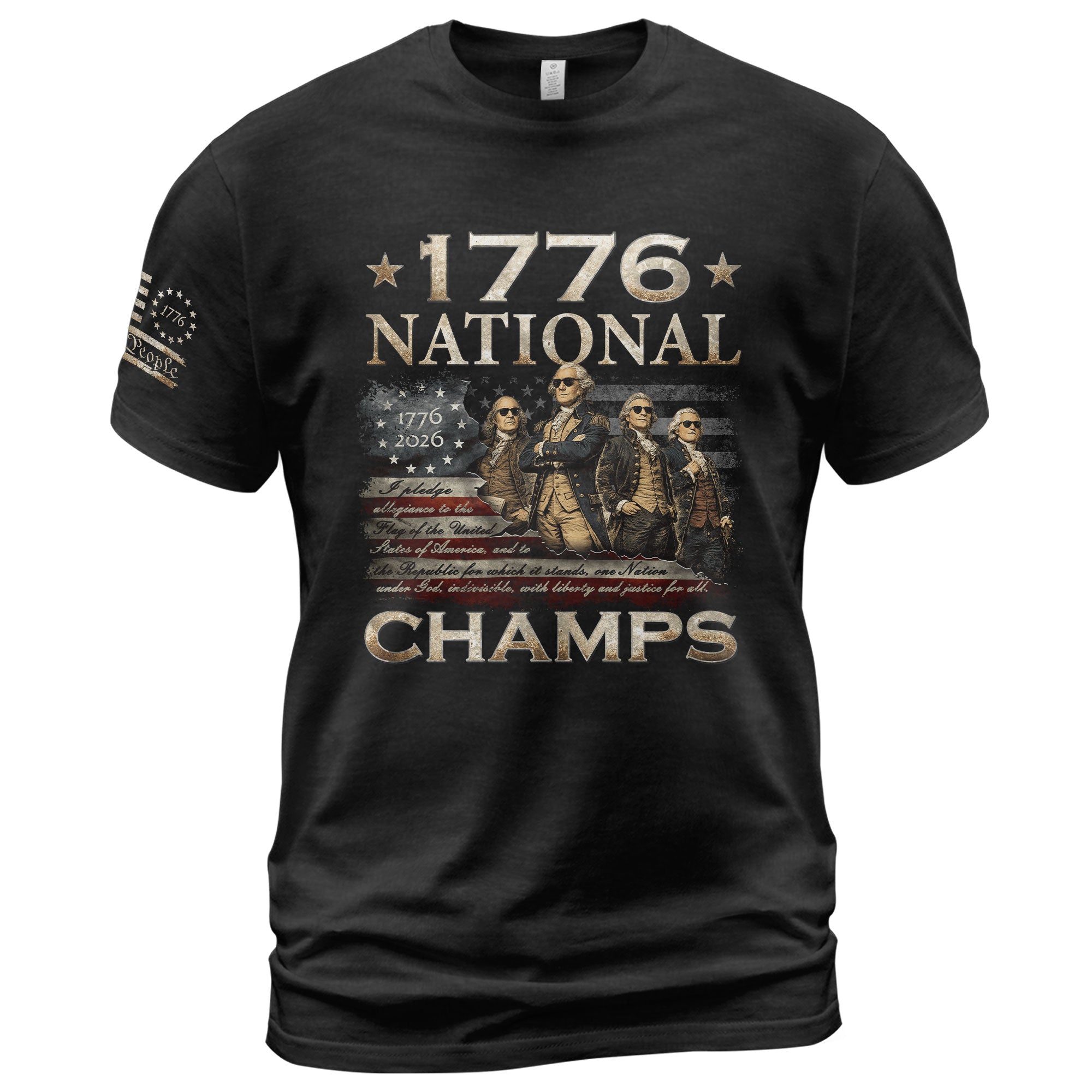1776 National Champs T-Shirt Patriotic US Founding Fathers Fourth of July Graphic Tee - Rust Field Wear