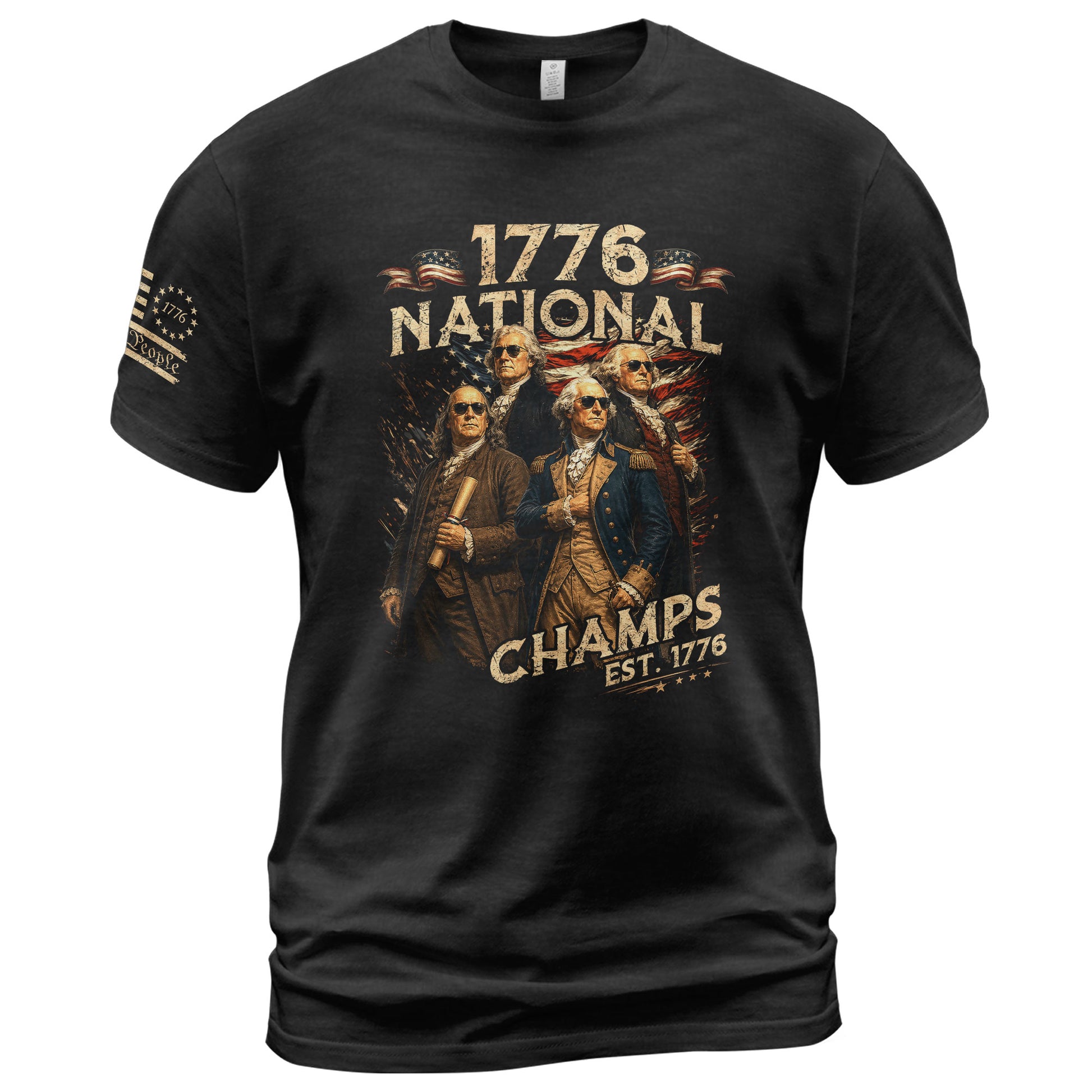 1776 National Champs T-Shirt Patriotic Founding Fathers 4th of July Vintage Graphic Tee - Rust Field Wear