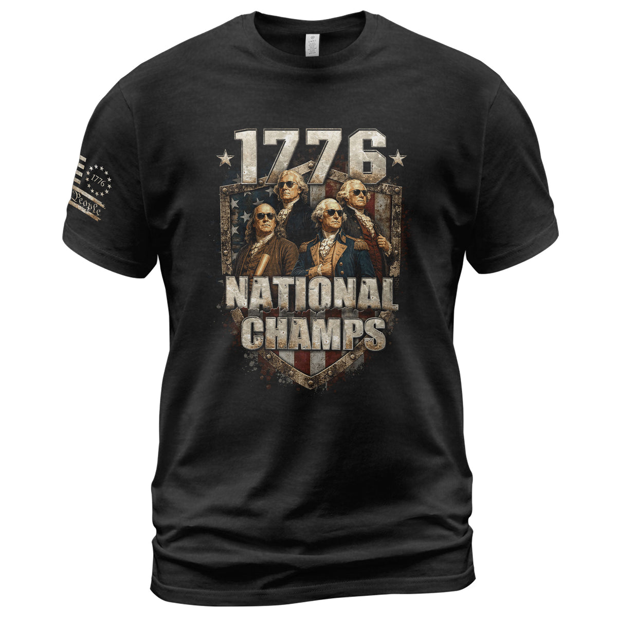 1776 National Champs Shirt Retro Patriotic Shield American Pride Independence Day Graphic Tee - Rust Field Wear