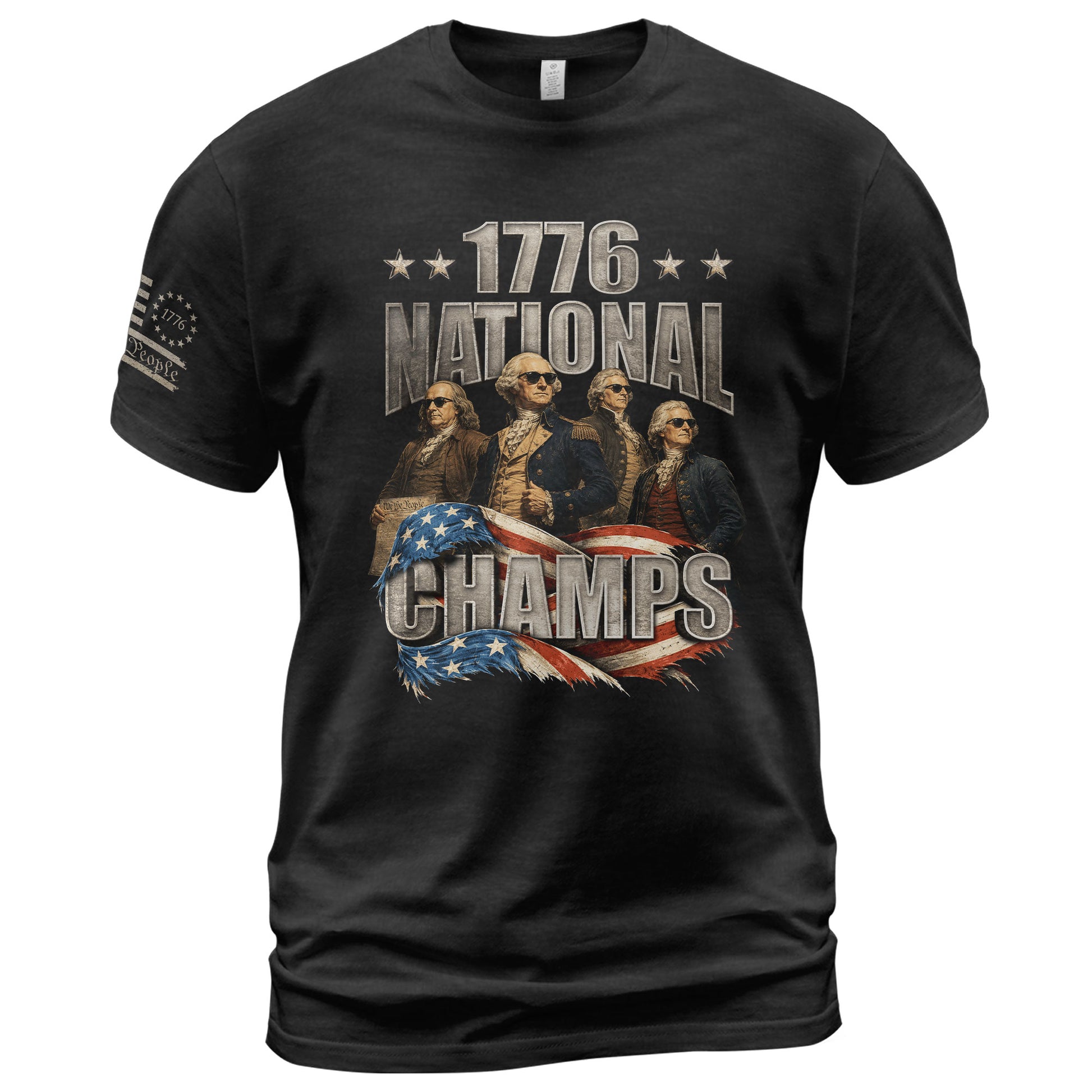 1776 National Champs T-Shirt Waving Flag US Founding Fathers Patriotic 4th of July Tee - Rust Field Wear
