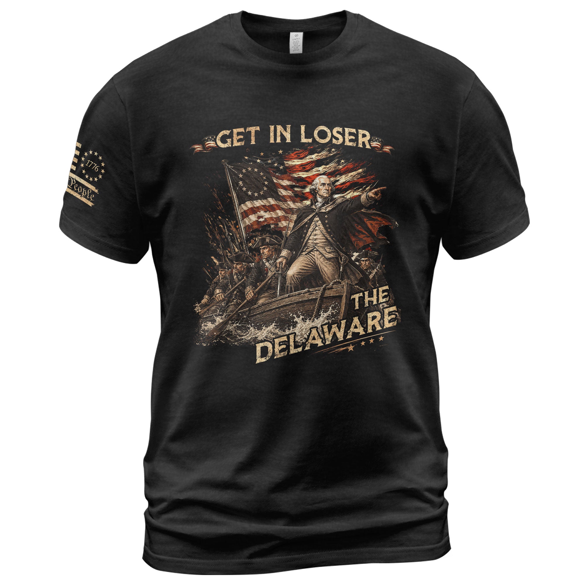 The Delaware Crossing Graphic Tee - Vintage Patriotic George Washington Cotton Shirt - Rust Field Wear