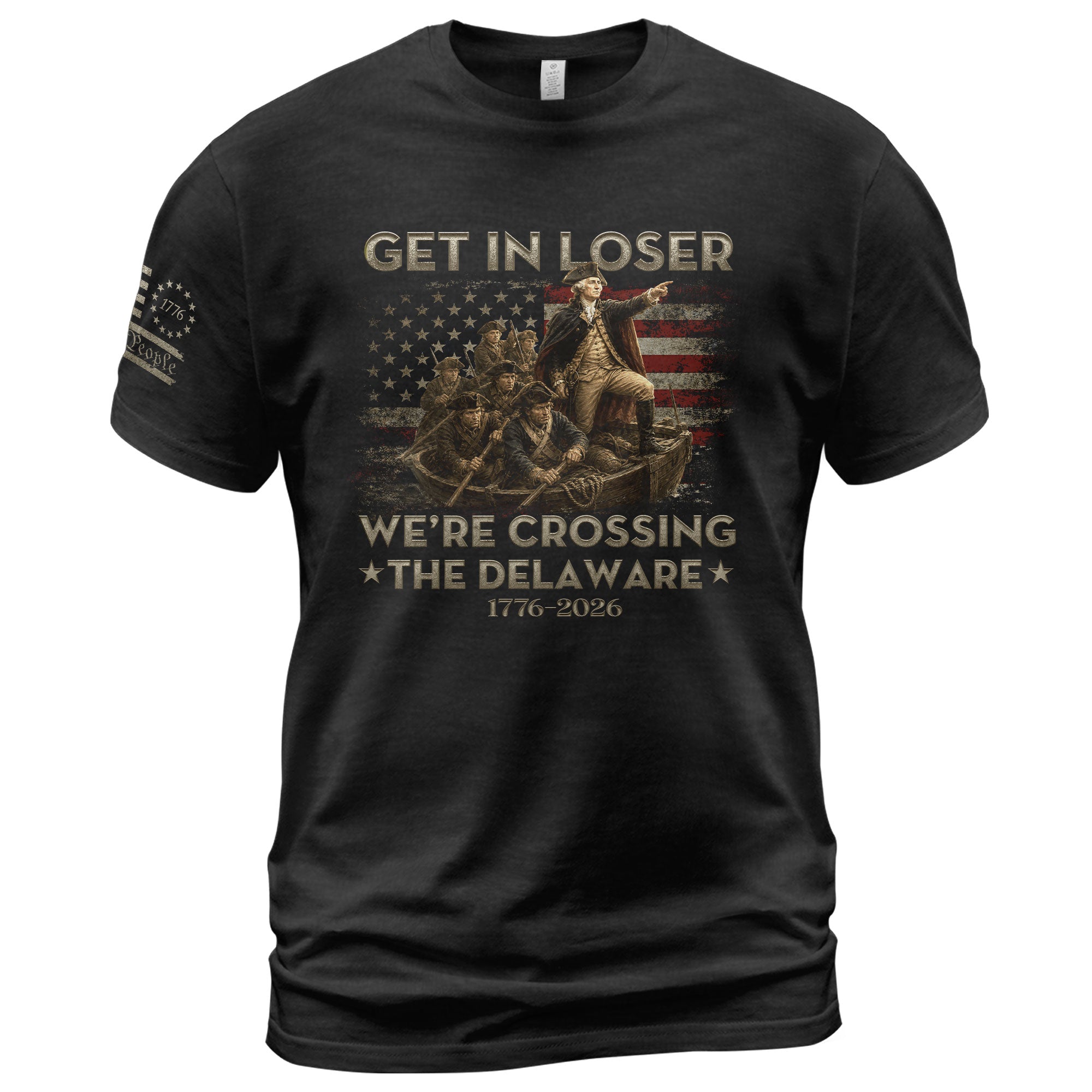 The Delaware Crossing Anniversary Tee - 1776-2026 Patriotic George Washington Cotton Shirt - Rust Field Wear