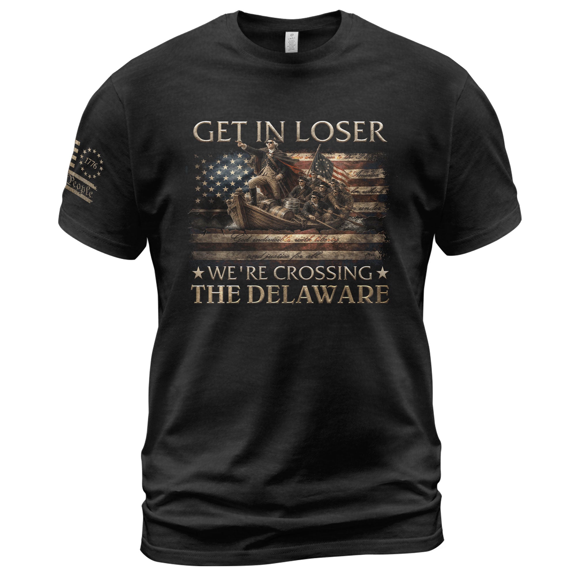 Crossing The Delaware Shirt Get In Loser We're Crossing George Washington T-Shirt - Rust Field Wear